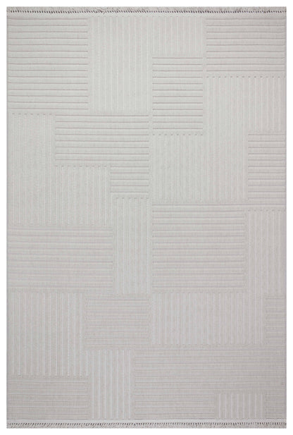 MİLAS T-LT49 GRİ Kabartmalı Modern Geometrik Desenli Salon Koridor Mutfak Halısı