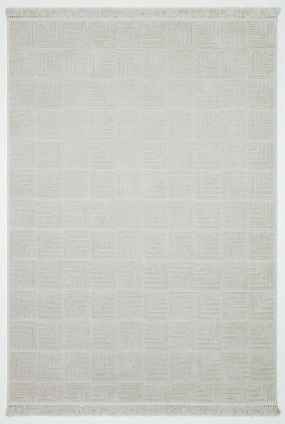 MİLAS L8 GRİ Kabartmalı Modern Geometrik Desenli Salon Koridor Mutfak Halısı-KP