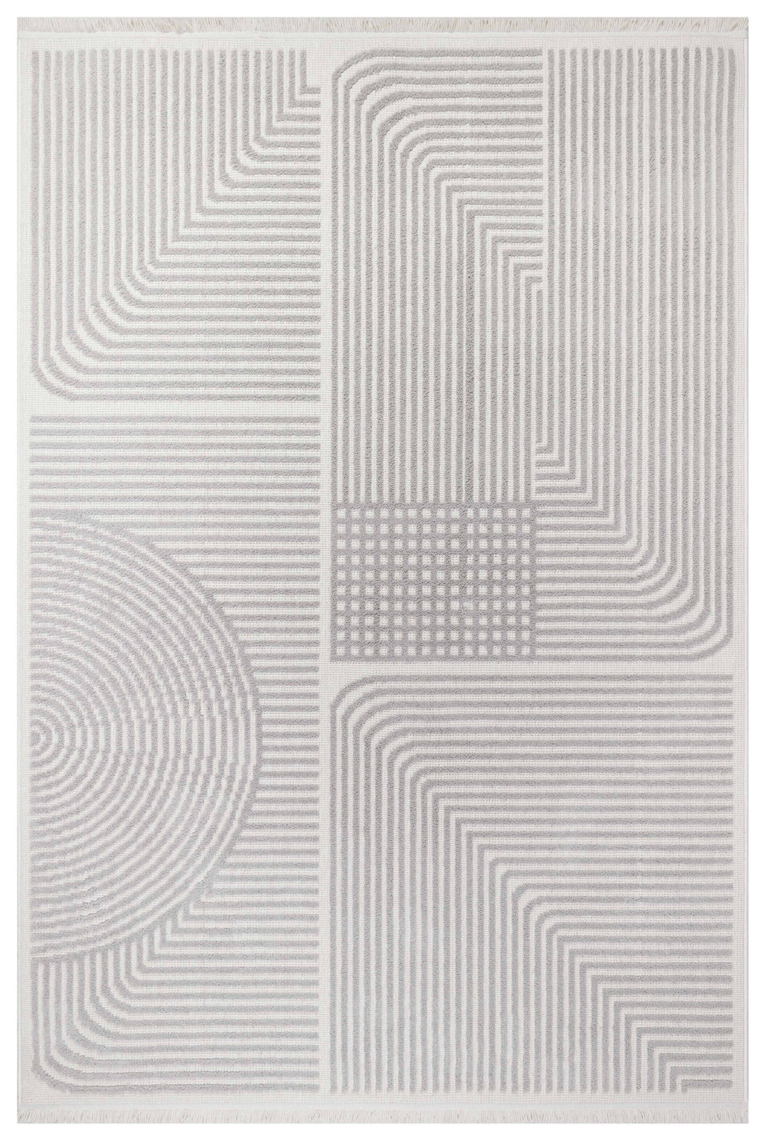 İCON T-LP02 KREM Modern Geometrik Desenli Salon Koridor Mutfak Halısı