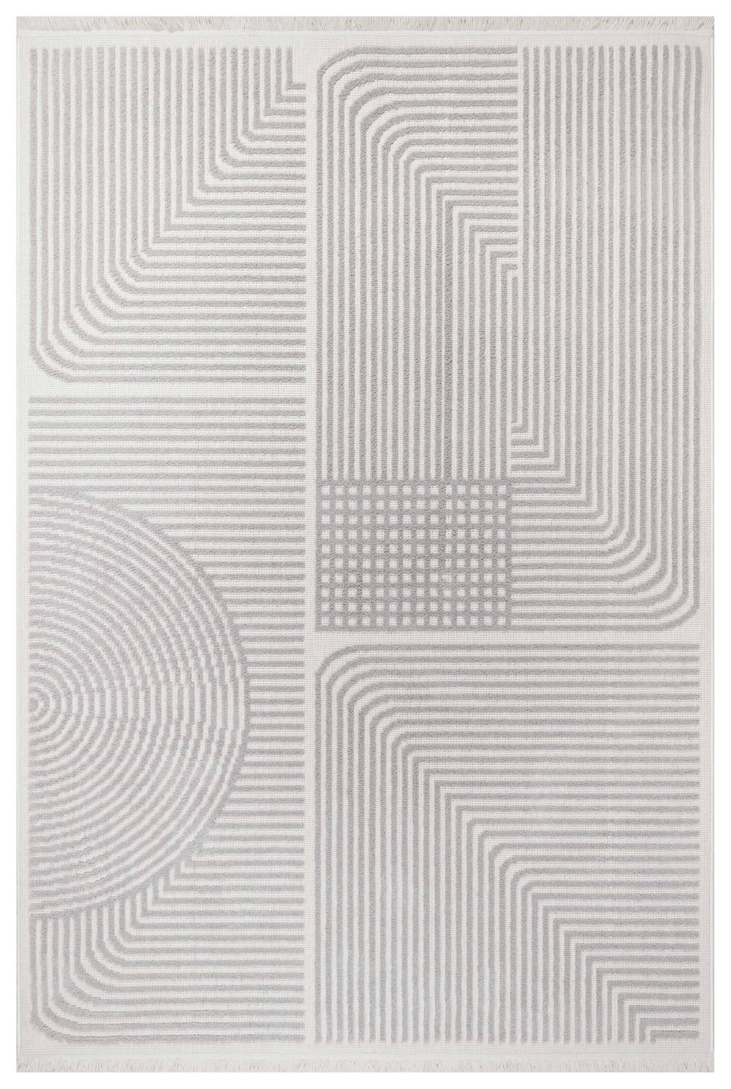 İCON T-LP02 KREM Modern Geometrik Desenli Salon Koridor Mutfak Halısı