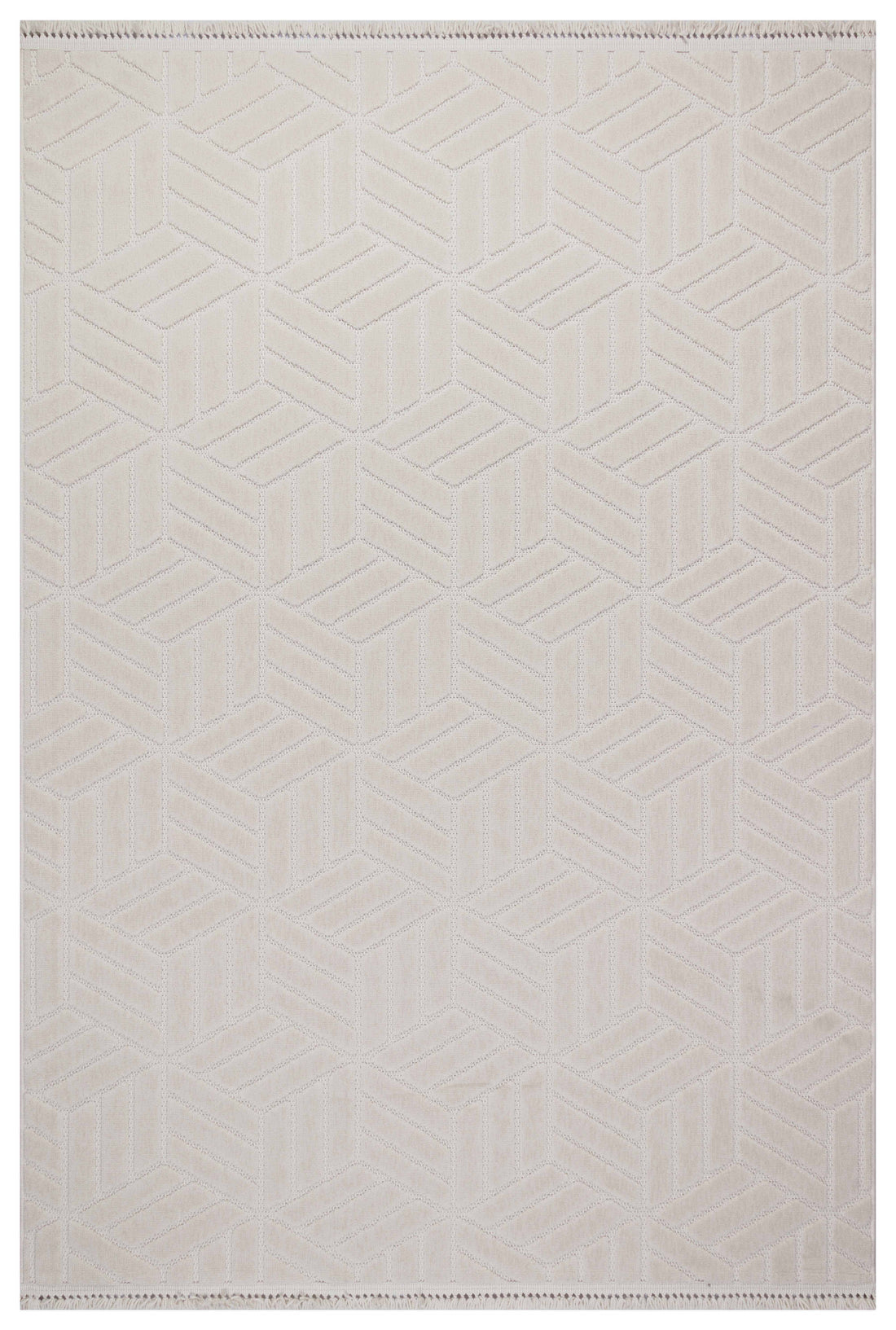 MİLAS T-LO67 BEJ Kabartmalı Modern Geometrik Desenli Salon Koridor Mutfak Halısı