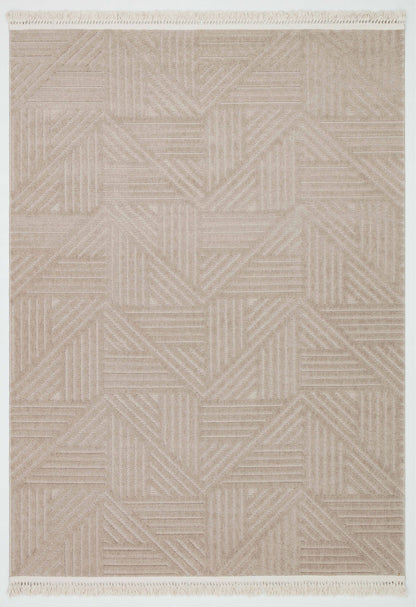 MİLAS C11-VİZON Kabartmalı Kaymaz Taban Modern Geometrik Desenli Salon Koridor Mutfak Halısı