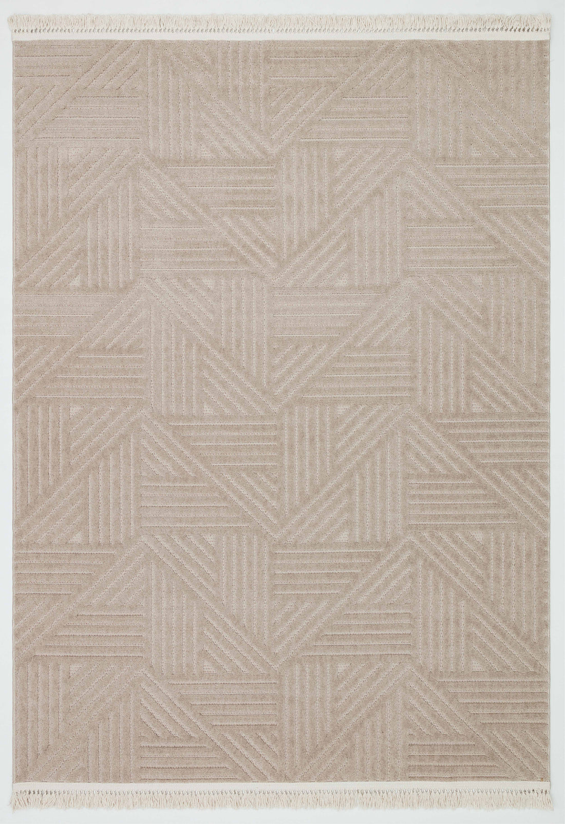 MİLAS C11-VİZON Kabartmalı Modern Geometrik Desenli Salon Koridor Mutfak Halısı