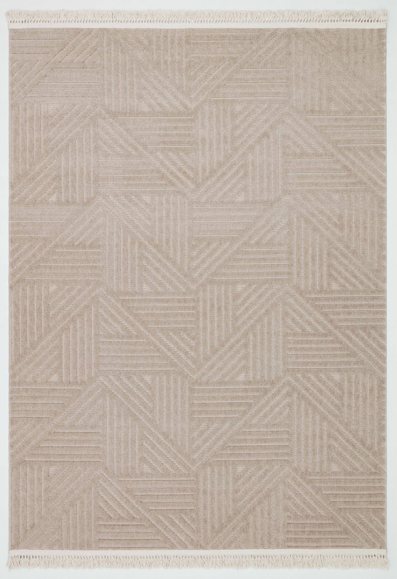 MİLAS C11-VİZON Kabartmalı Modern Geometrik Desenli Salon Koridor Mutfak Halısı