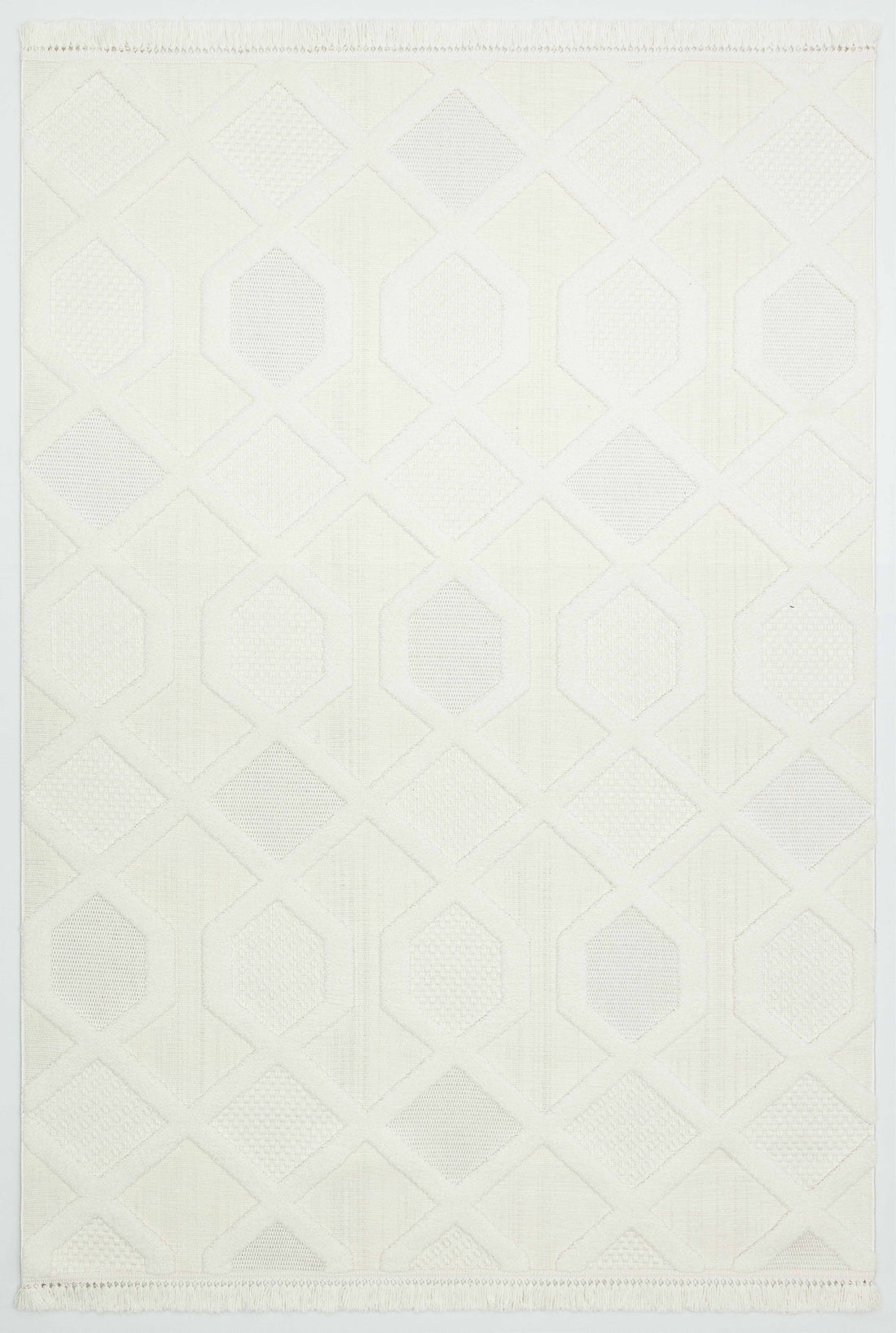 PALERMO KP-142 KREM Kabartmalı Modern Desenli Salon Halısı-KP