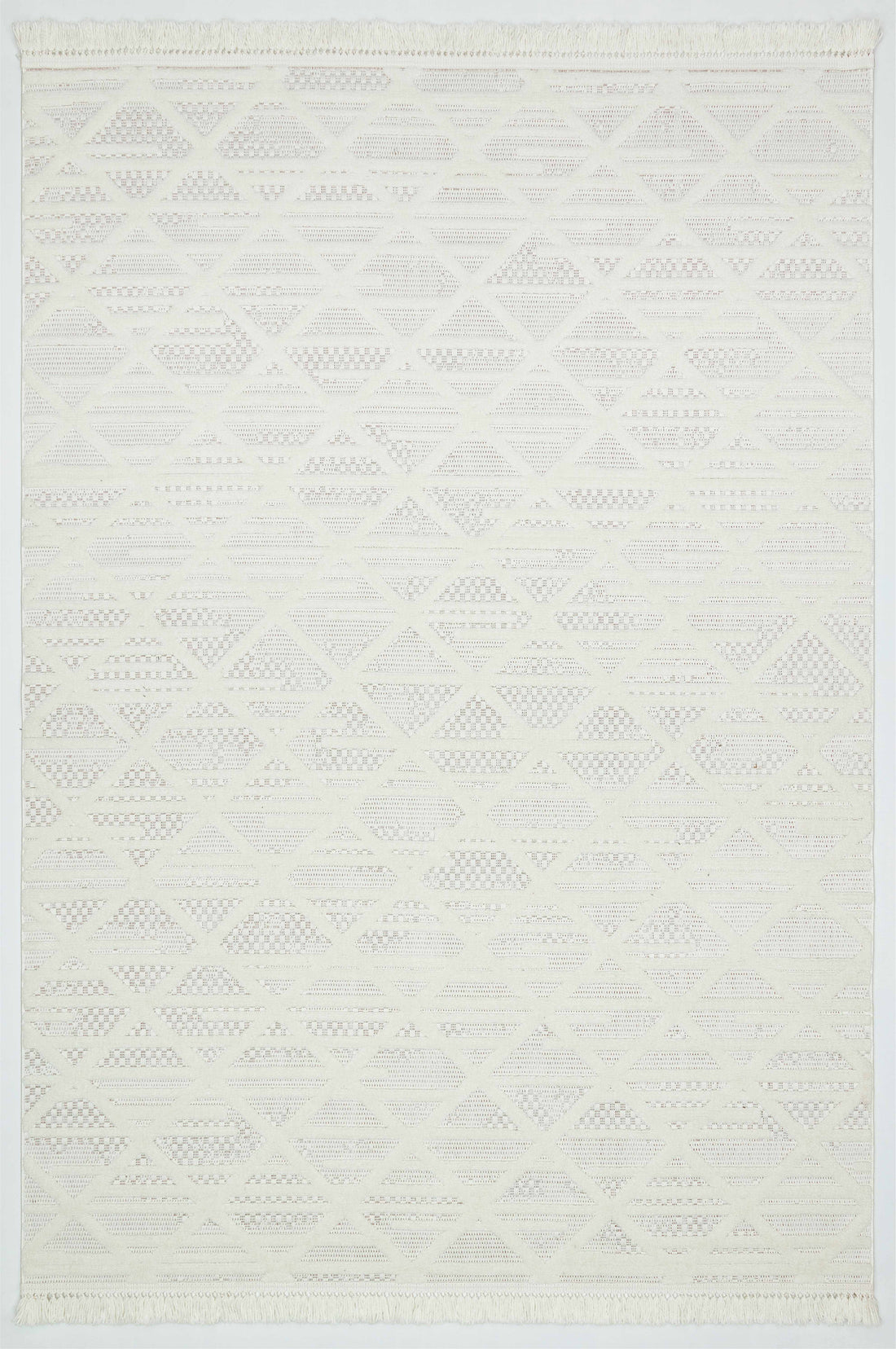 MİLAS C6-BEYAZ Kabartmalı Modern Geometrik Desenli Salon Koridor Mutfak Halısı