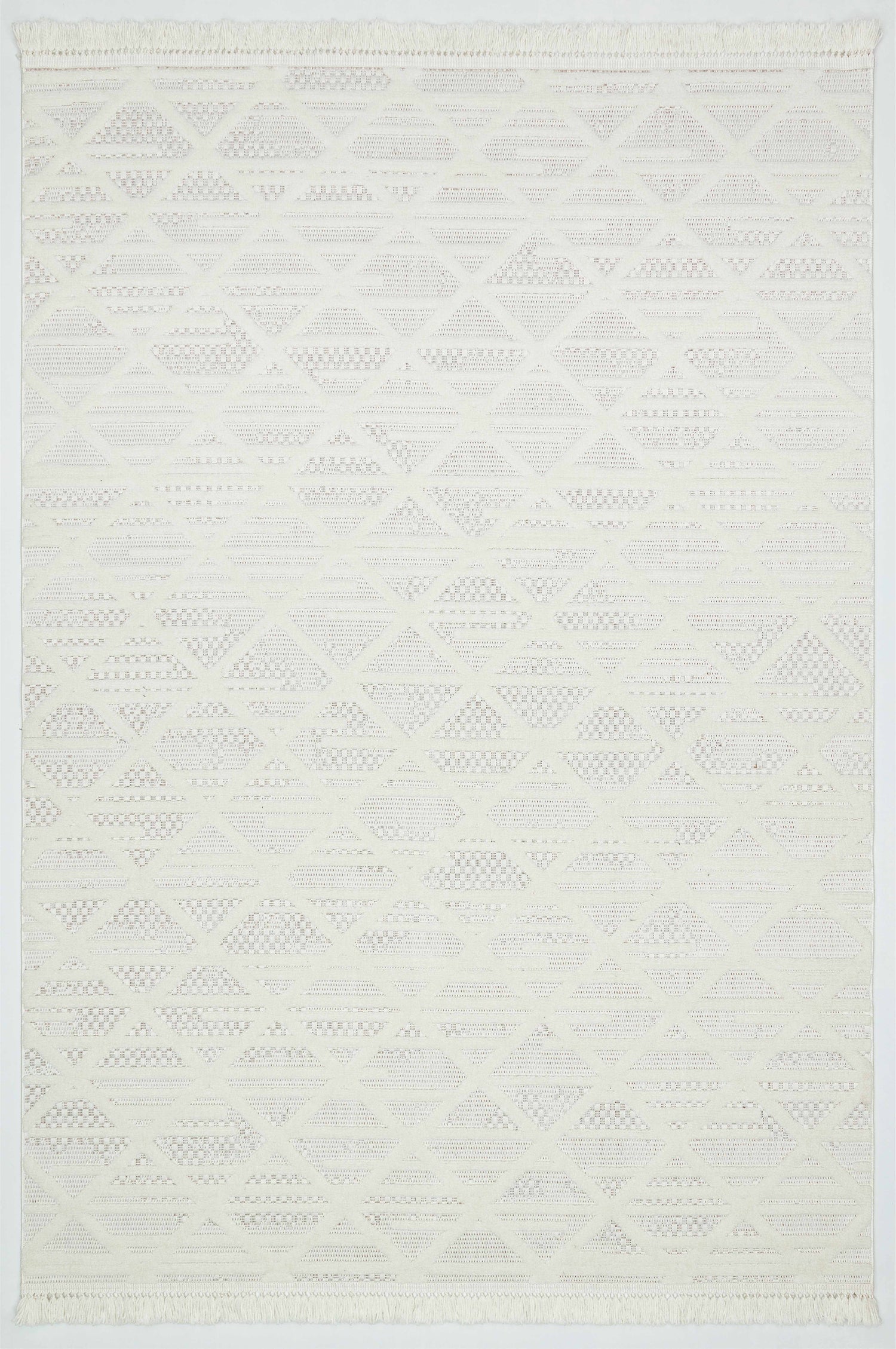 MİLAS C6-BEYAZ Kabartmalı Modern Geometrik Desenli Salon Koridor Mutfak Halısı