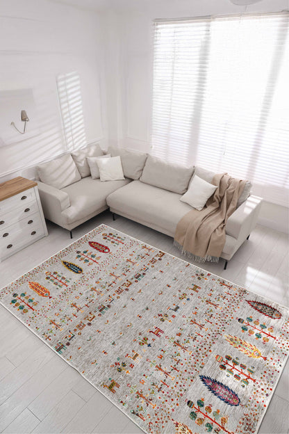 Arte DS086 Ağaç Hayvan Figürlü Dekoratif Dokuma Halı