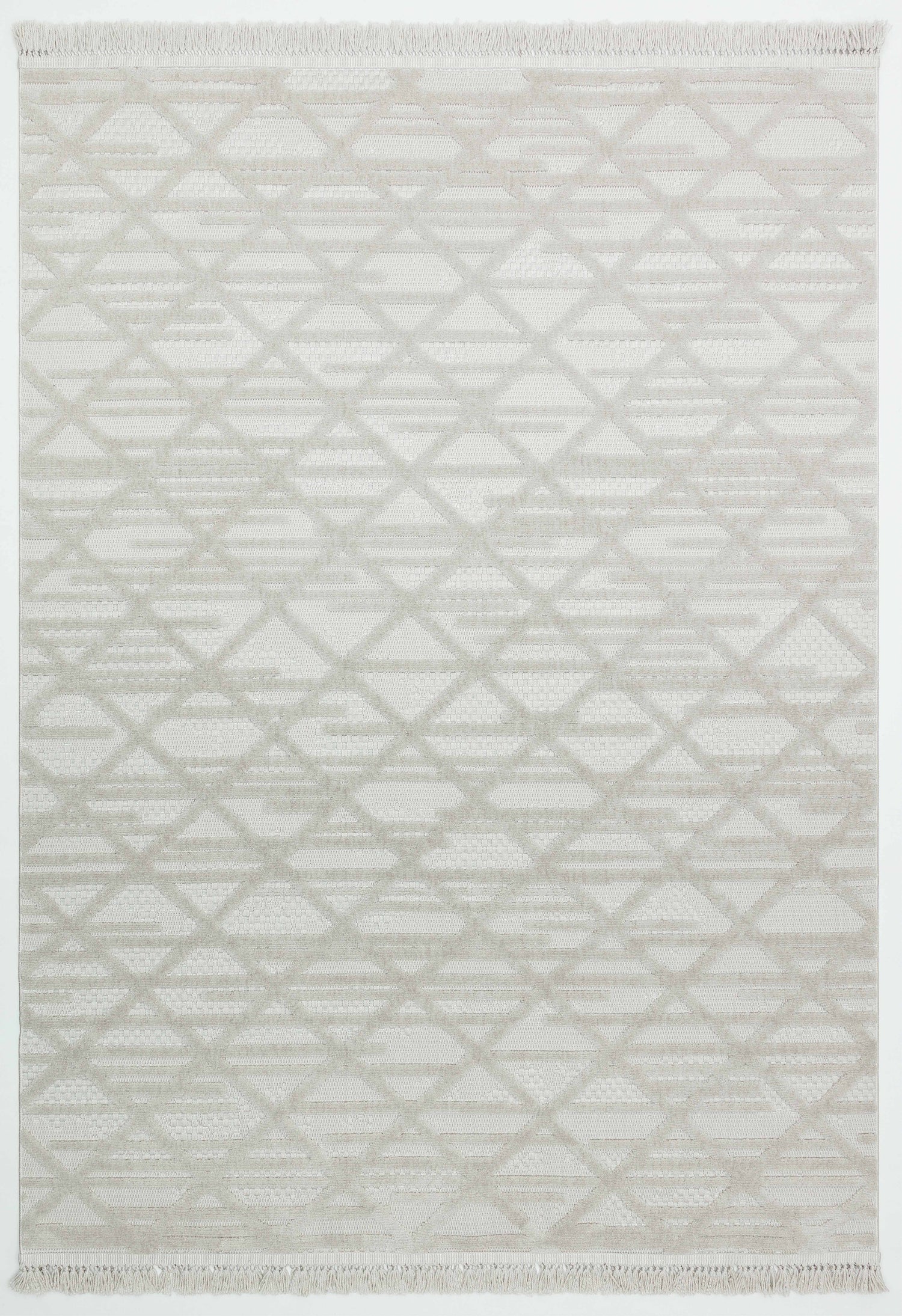 MİLAS C7-GRİ Kabartmalı Kaymaz Taban Geometrik Desenli Salon Halısı