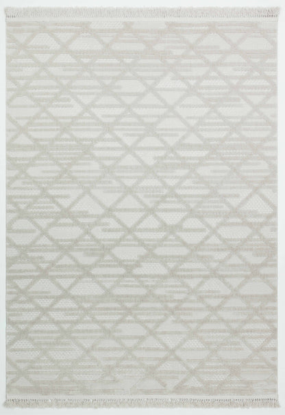 MİLAS C7-GRİ Kabartmalı Kaymaz Taban Geometrik Desenli Salon Halısı
