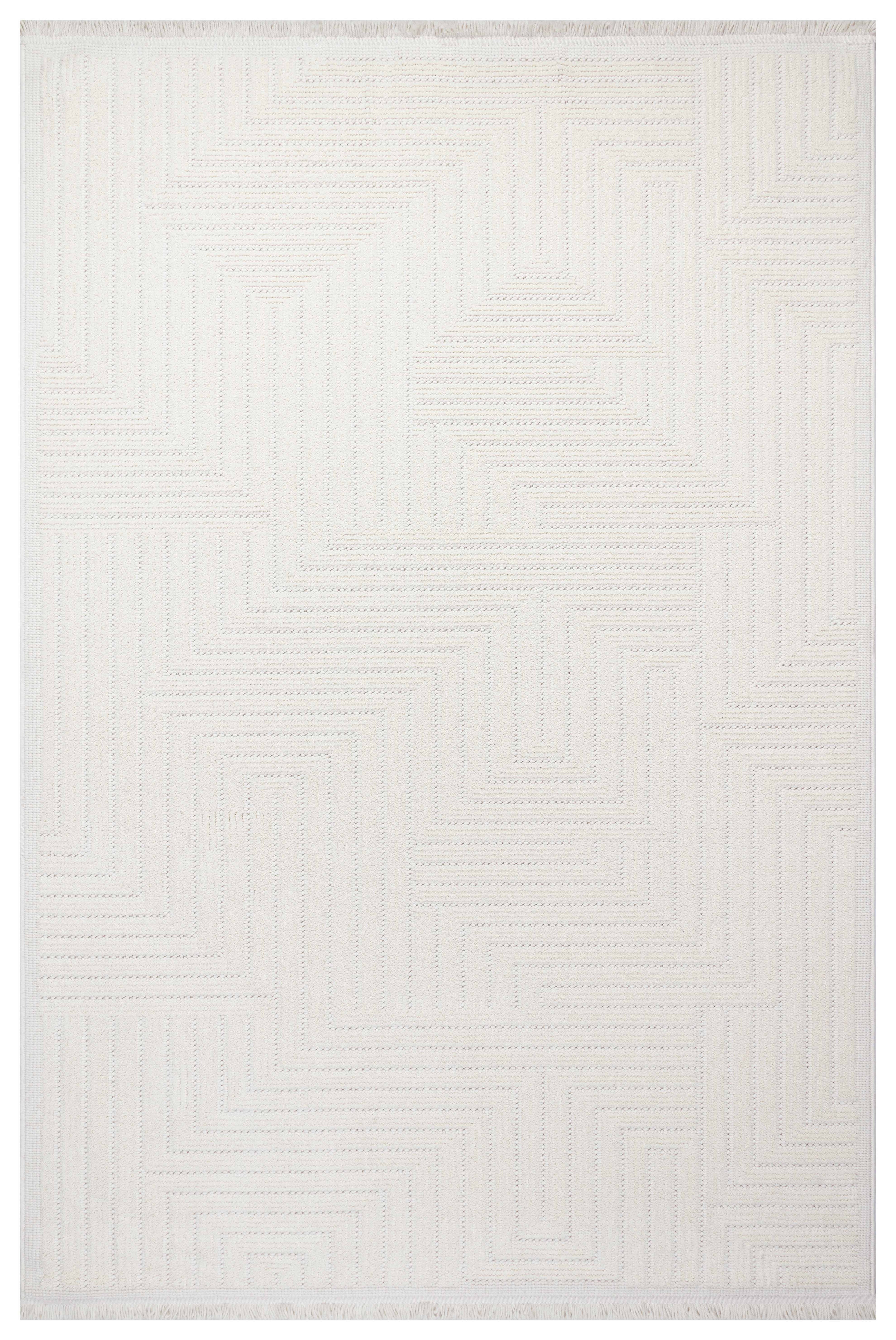 İCON T-LP07 KREM Modern Geometrik Desenli Salon Koridor Mutfak Halısı