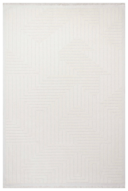 İCON T-LP07 KREM Modern Geometrik Desenli Salon Koridor Mutfak Halısı