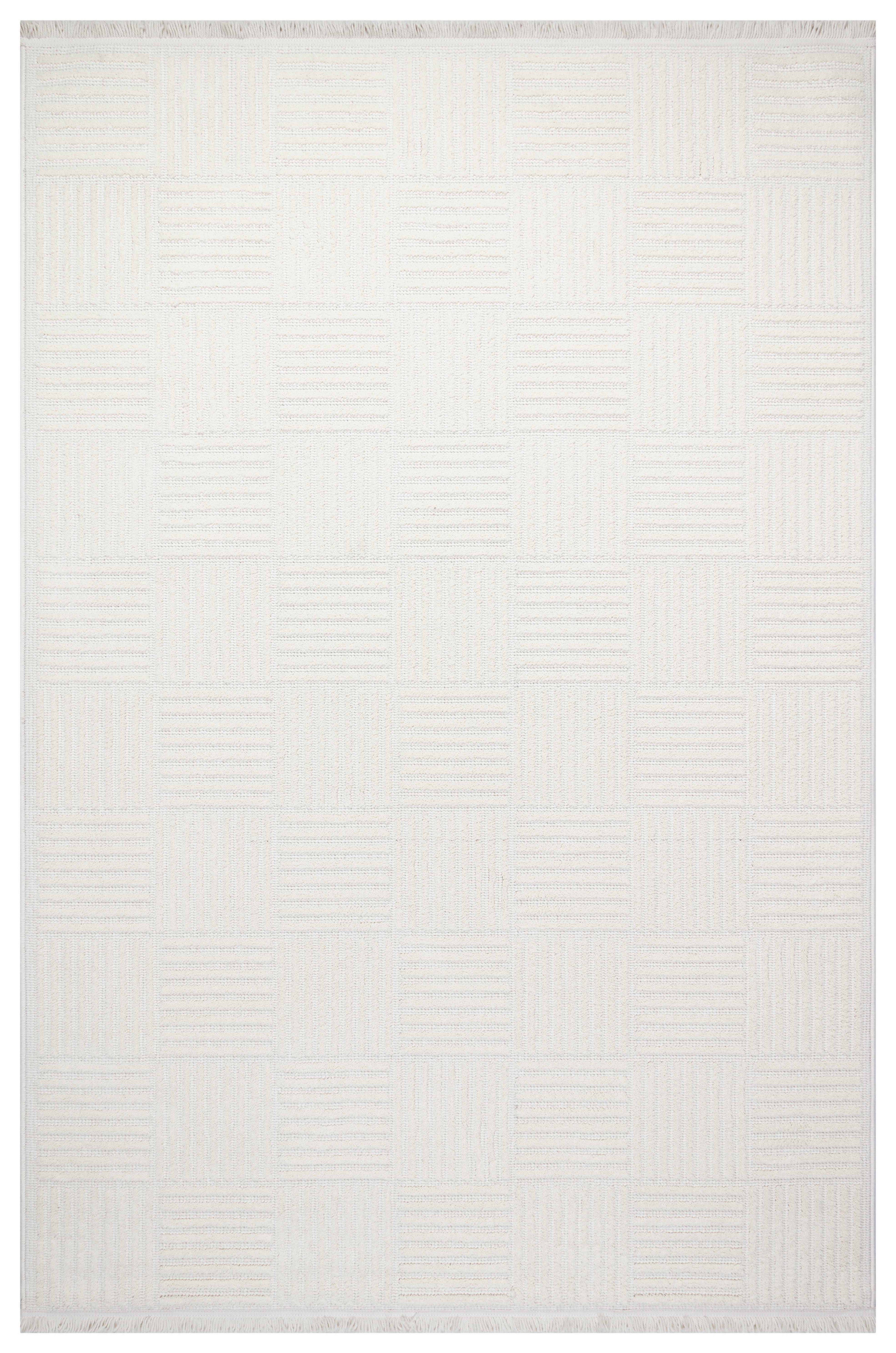 İCON T-LP01 KREM Modern Geometrik Desenli Salon Koridor Mutfak Halısı