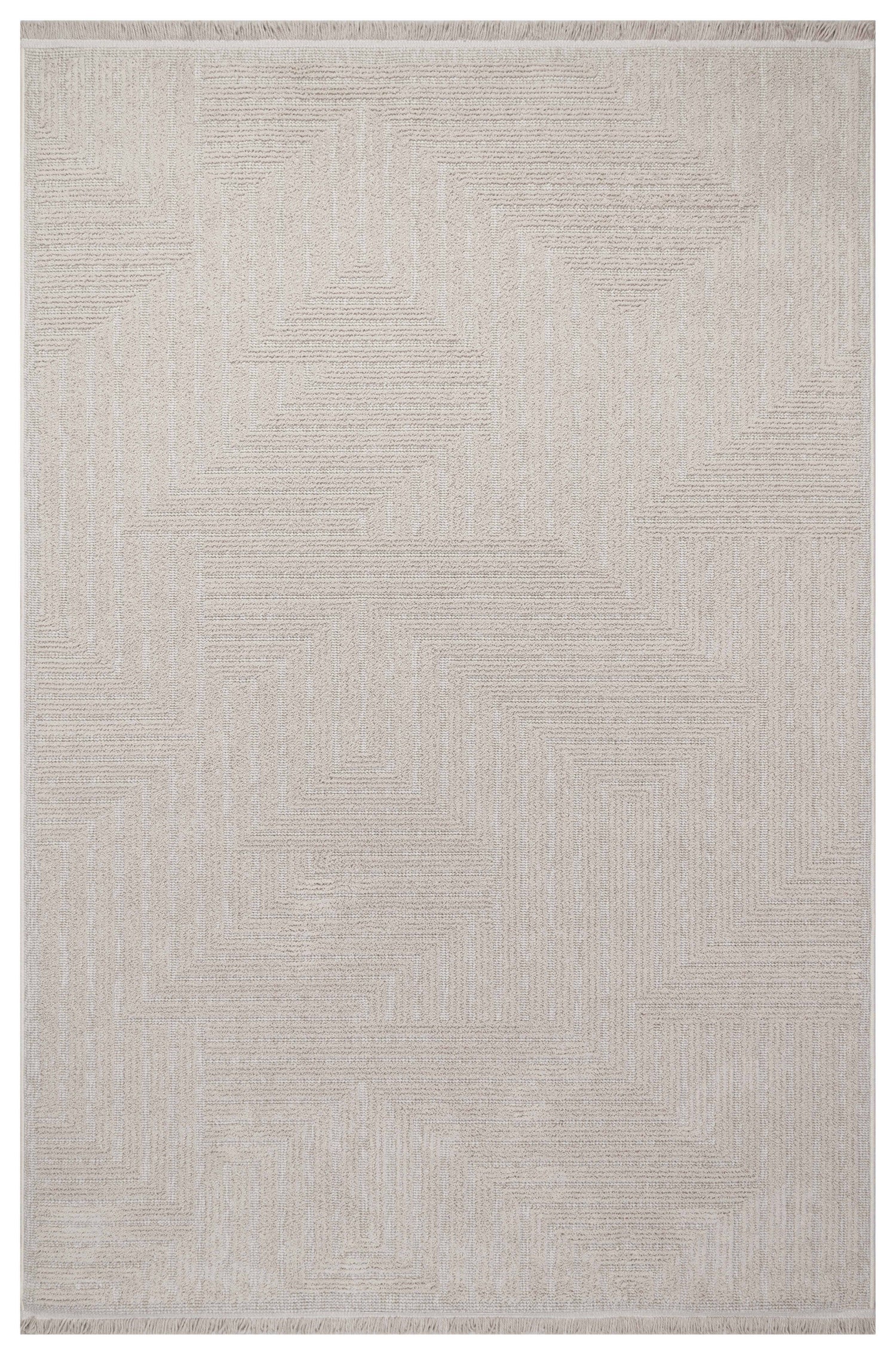 İCON T-LP06 BEJ Modern Geometrik Desenli Salon Koridor Mutfak Halısı