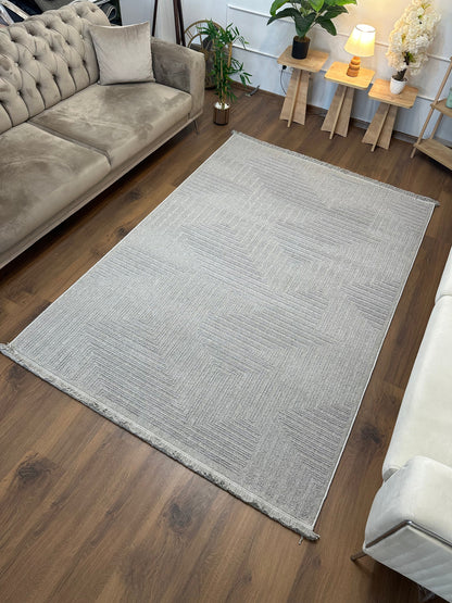 İCON T-LP05 GRİ Modern Geometrik Desenli Salon Koridor Mutfak Halısı