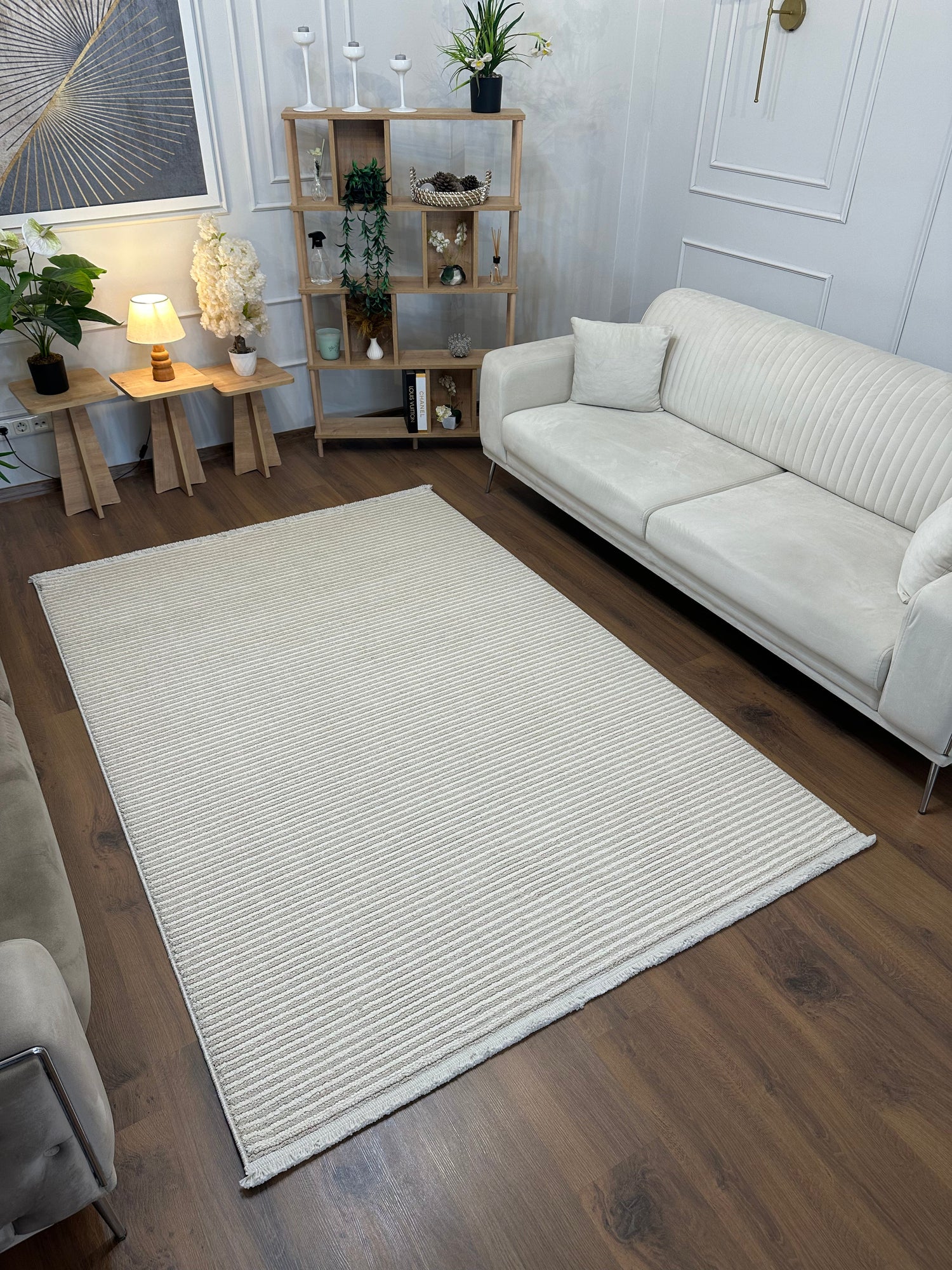 PALERMO P-URN606 KREM Kabartmalı Modern Desenli Salon Halısı