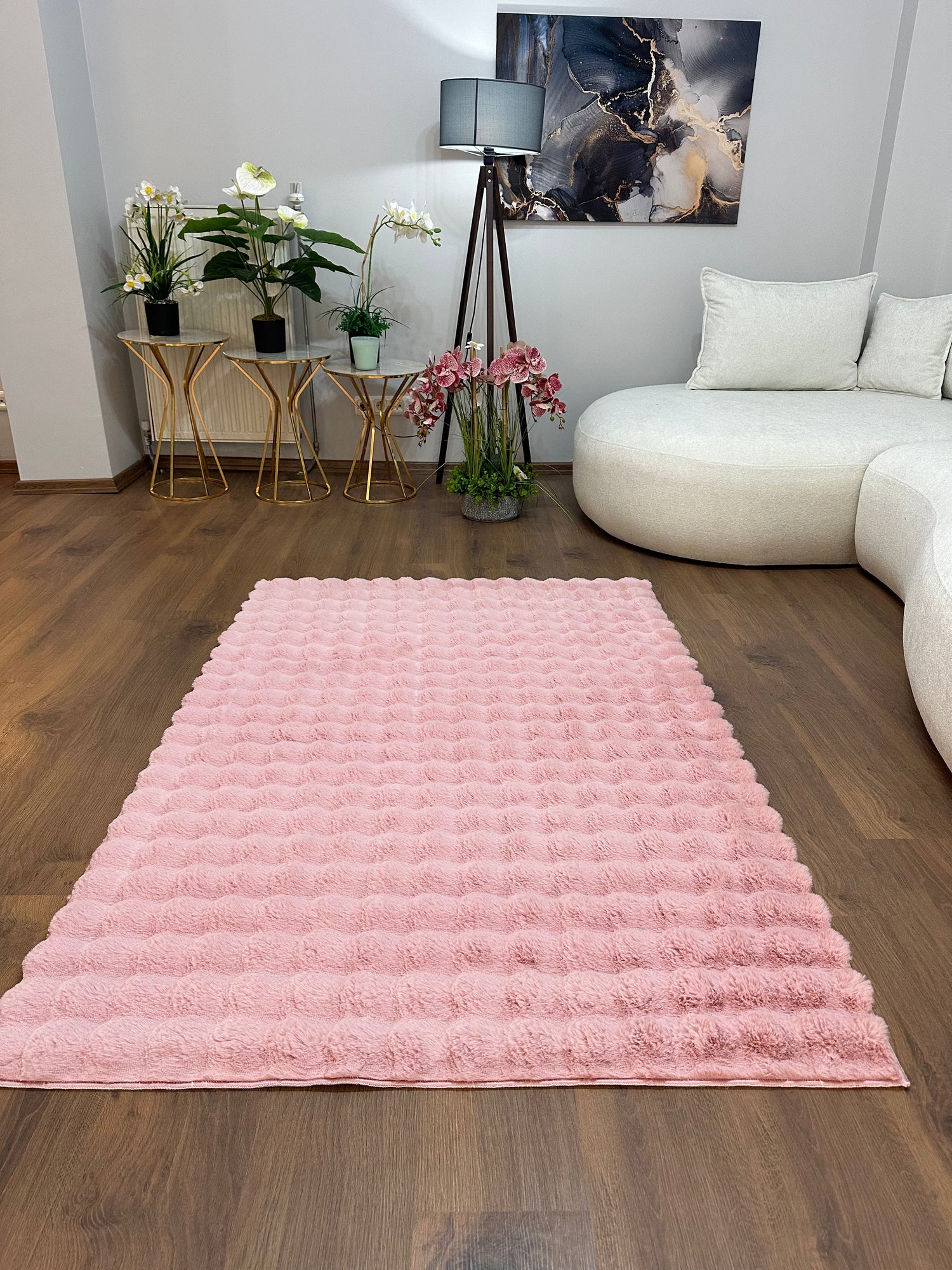 TAVŞAN BUBBLE PUDRA -  Kaymaz Taban Tavşan Shaggy Yatak Odası Oturma Odası Çocuk Odası Halısı