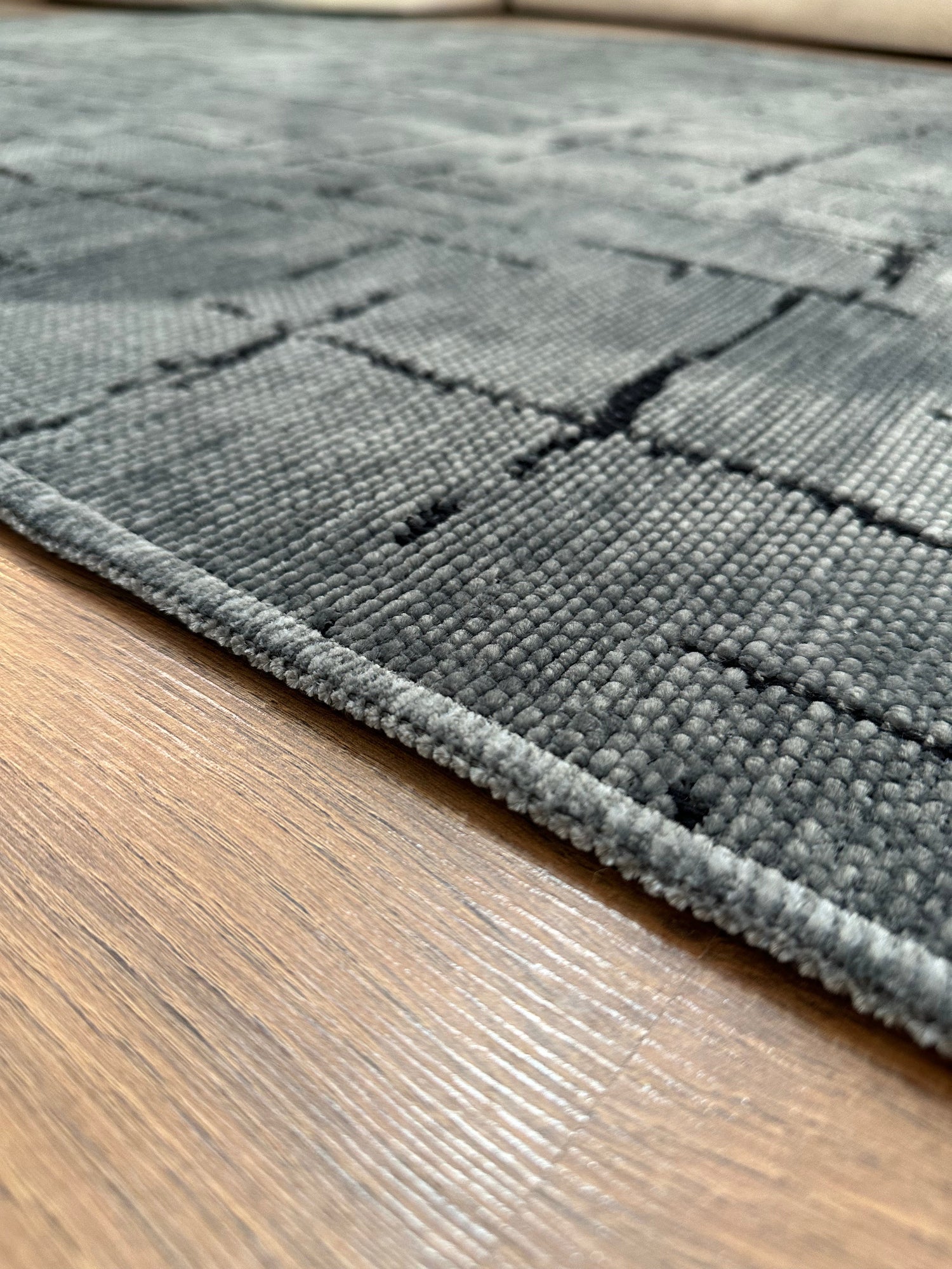 ŞÖNİL HÜNKAR Kaymaz Taban İskandinav Desenli Salon Koridor Mutfak Şönil Kilim Dokuma Halı-ANTRASİT