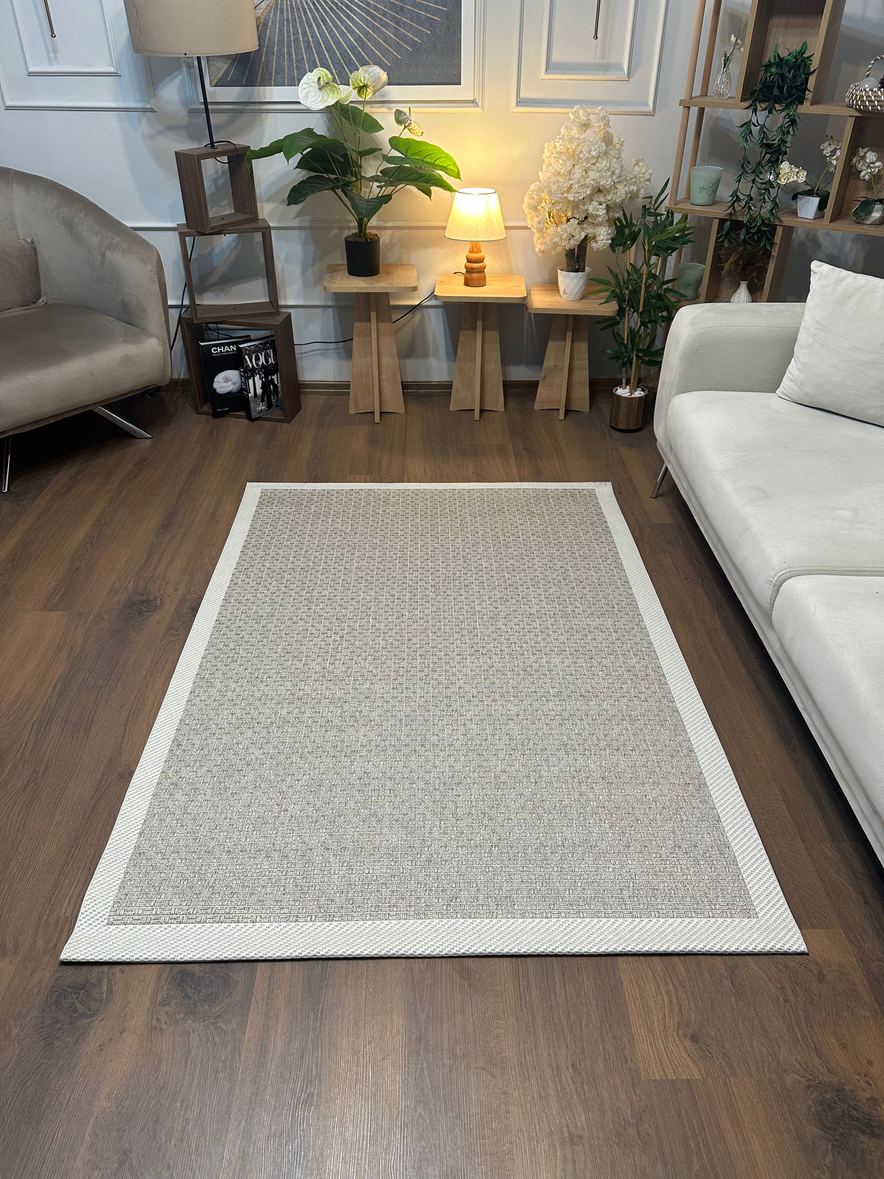 SİSAL-C01611 BEJ Jüt Hasır Dokulu Doğal Salon Mutfak Koridor Balkon Halısı