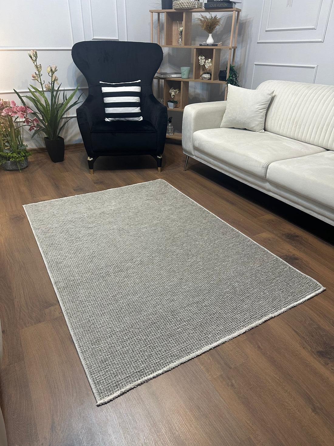 ŞÖNİL PANDORA - GRİ Kaymaz Taban İskandinav Desenli Salon Koridor Mutfak Şönil Kilim Dokuma Halı