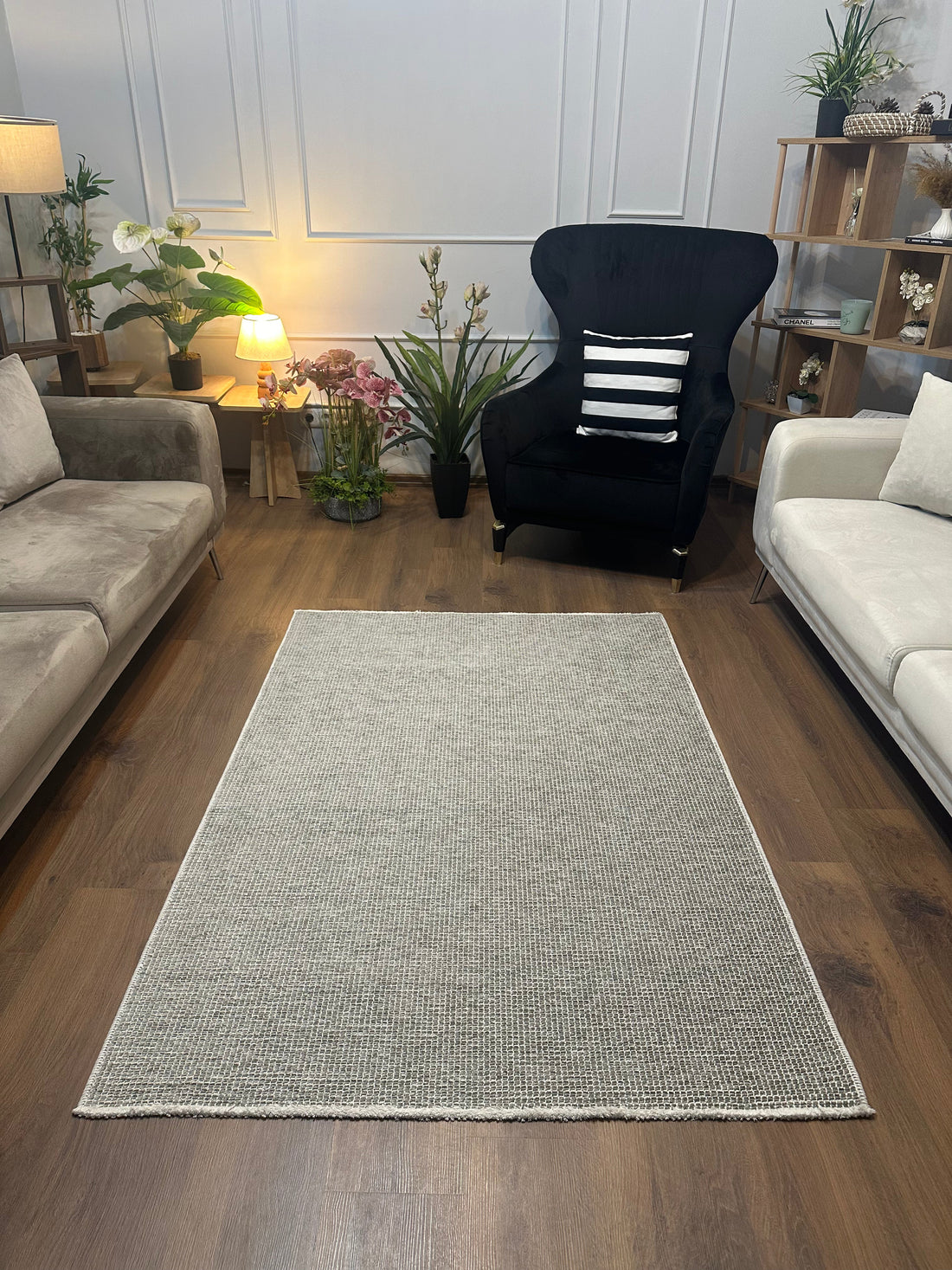 ŞÖNİL PANDORA - GRİ Kaymaz Taban İskandinav Desenli Salon Koridor Mutfak Şönil Kilim Dokuma Halı