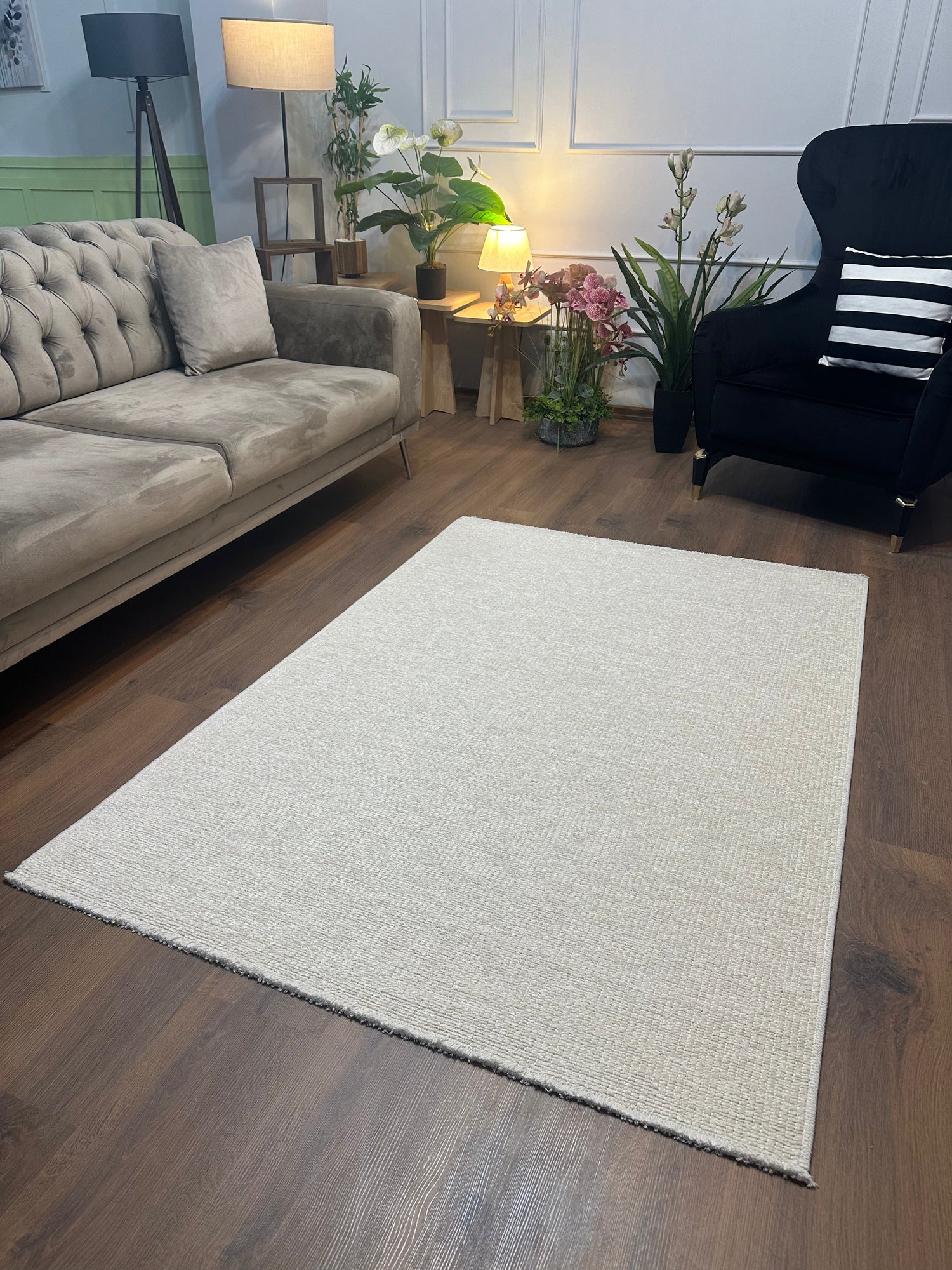 ŞÖNİL PANDORA - KREM Kaymaz Taban İskandinav Desenli Salon Koridor Mutfak Şönil Kilim Dokuma Halı