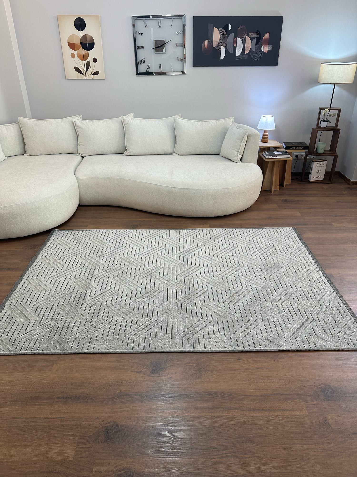 ŞÖNİL PERLA - GRİ Kaymaz Taban Salon Şönil Kilim Dokuma Halı