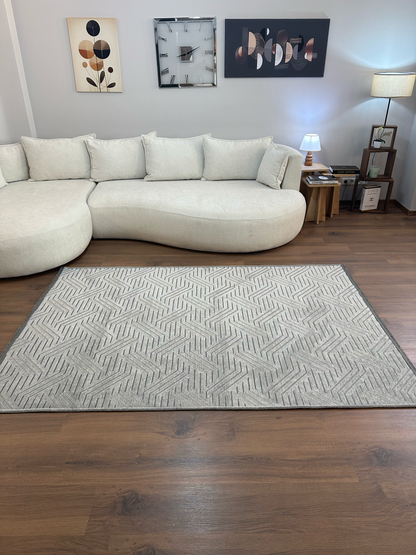 ŞÖNİL PERLA - GRİ Kaymaz Taban Salon Şönil Kilim Dokuma Halı