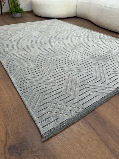 ŞÖNİL PERLA - GRİ Kaymaz Taban Salon Şönil Kilim Dokuma Halı