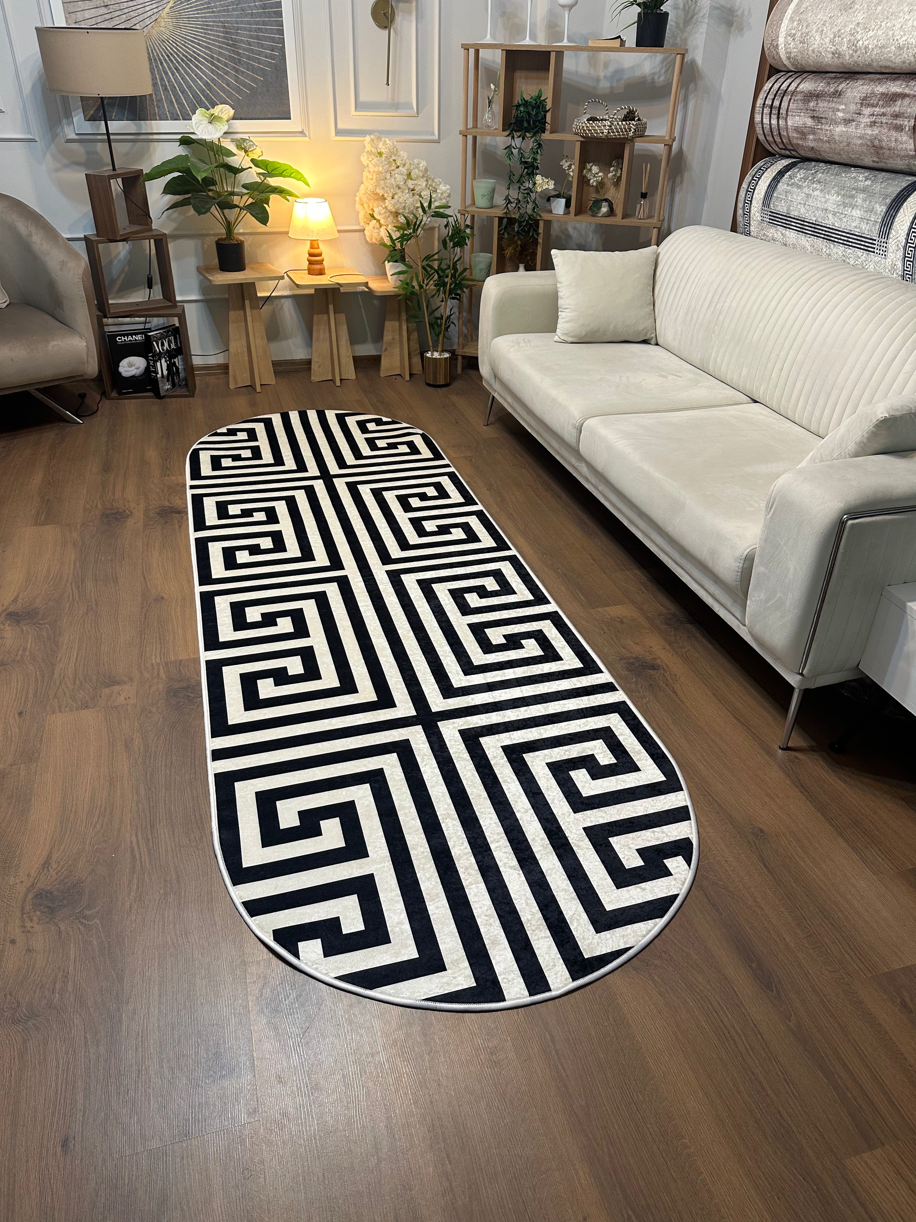 LABİRENT - %100 Pamuk Dokuma Taban Makinede Yıkanabilir Kaymaz Halı