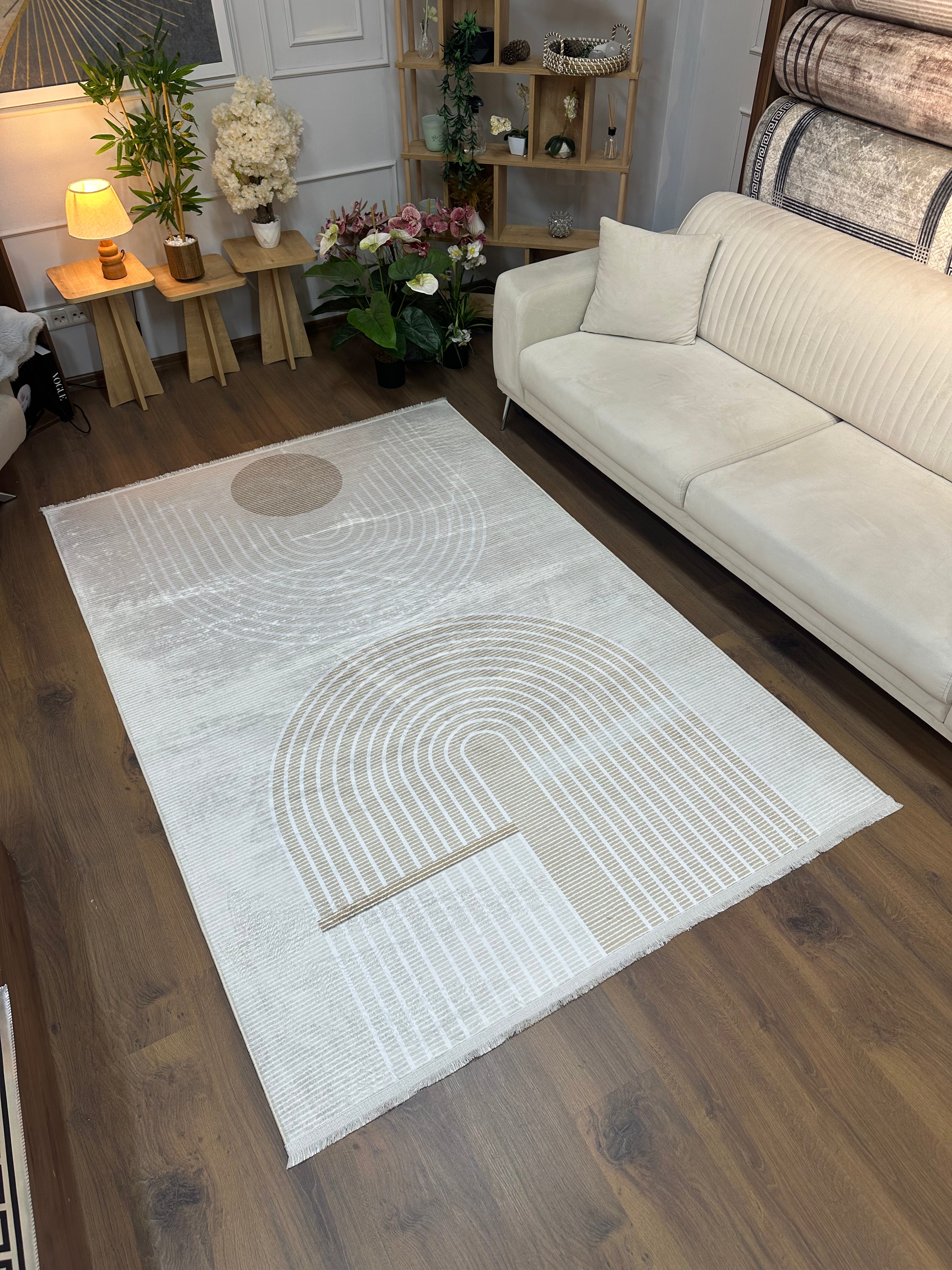 FLORİDA - %100 Pamuk Dokuma Taban Makinede Yıkanabilir Kaymaz Halı