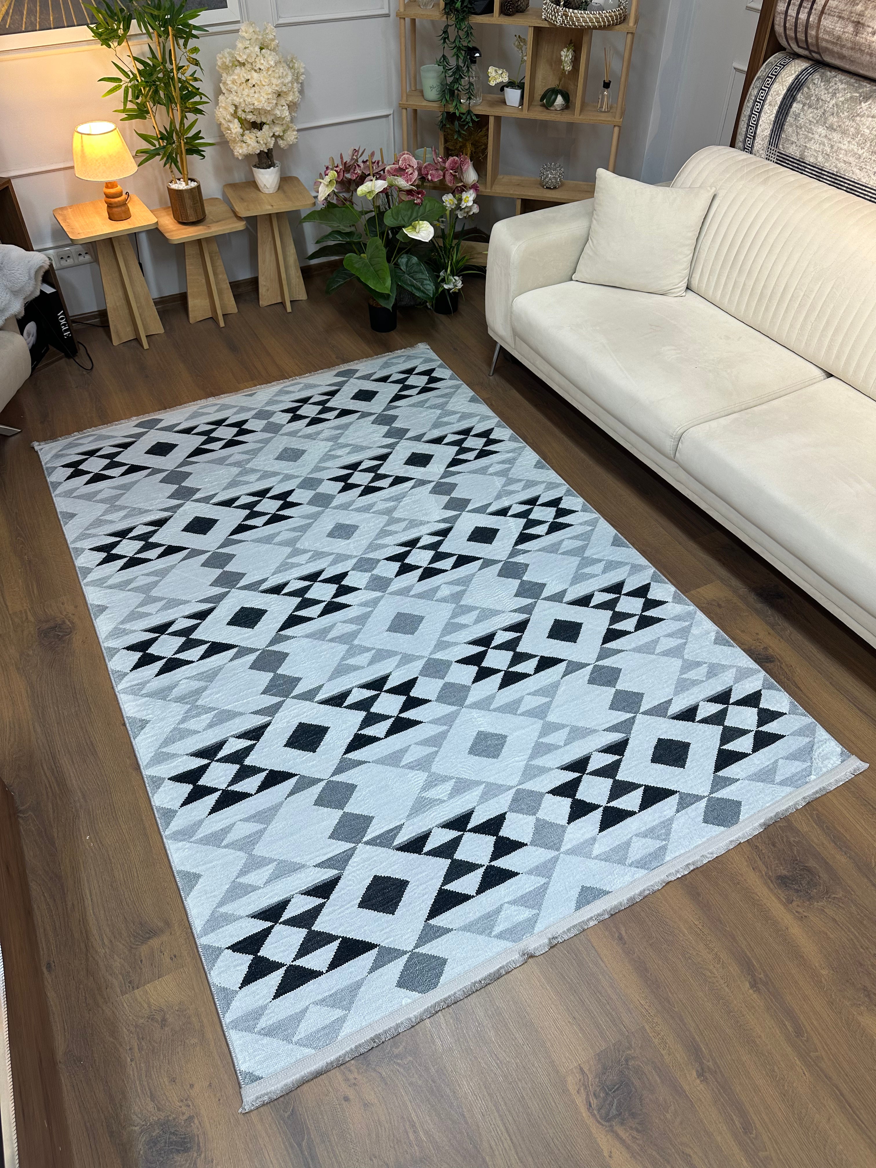 SANTO - %100 Pamuk Dokuma Taban Makinede Yıkanabilir Kaymaz Halı