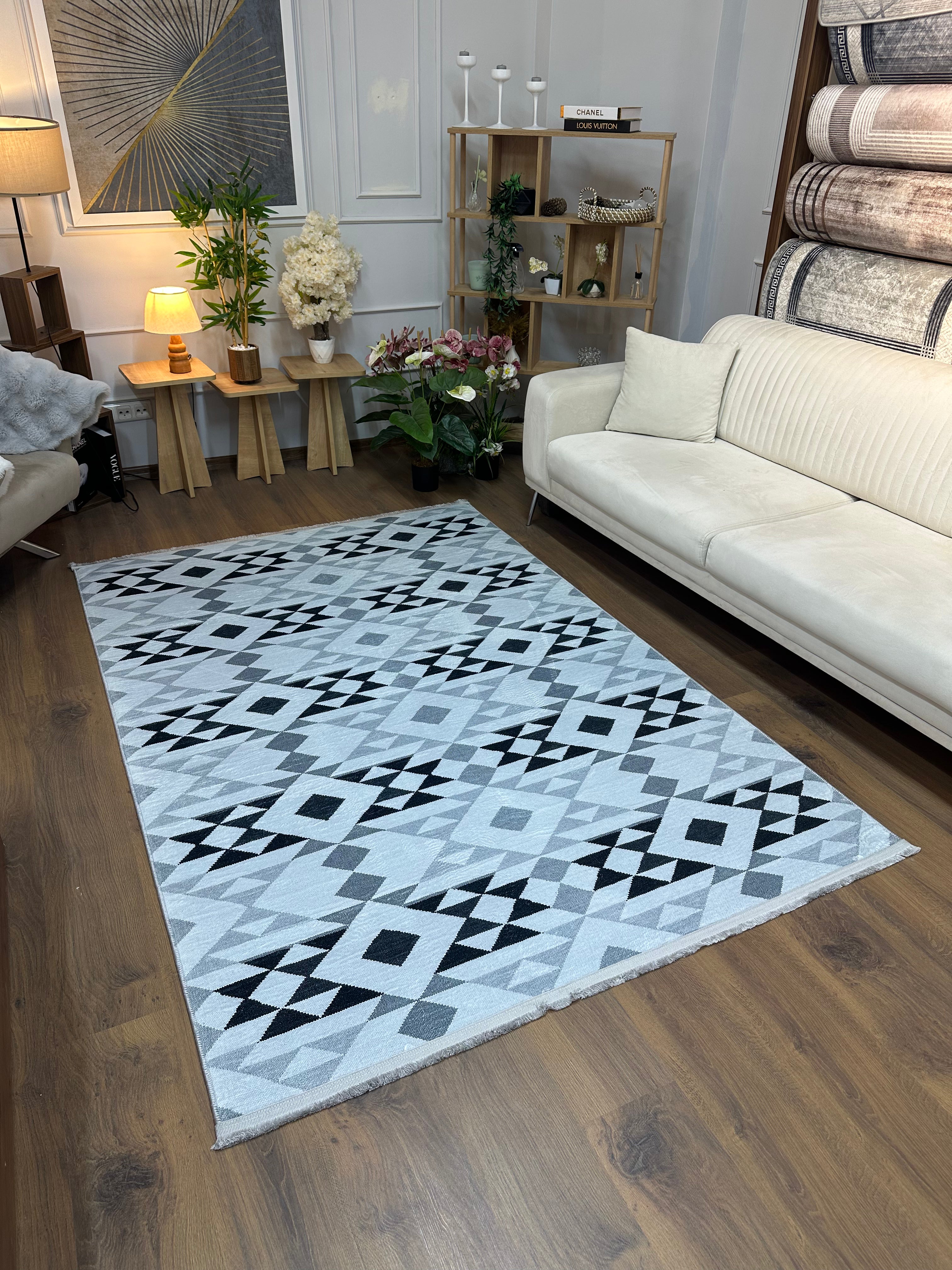 SANTO - %100 Pamuk Dokuma Taban Makinede Yıkanabilir Kaymaz Halı
