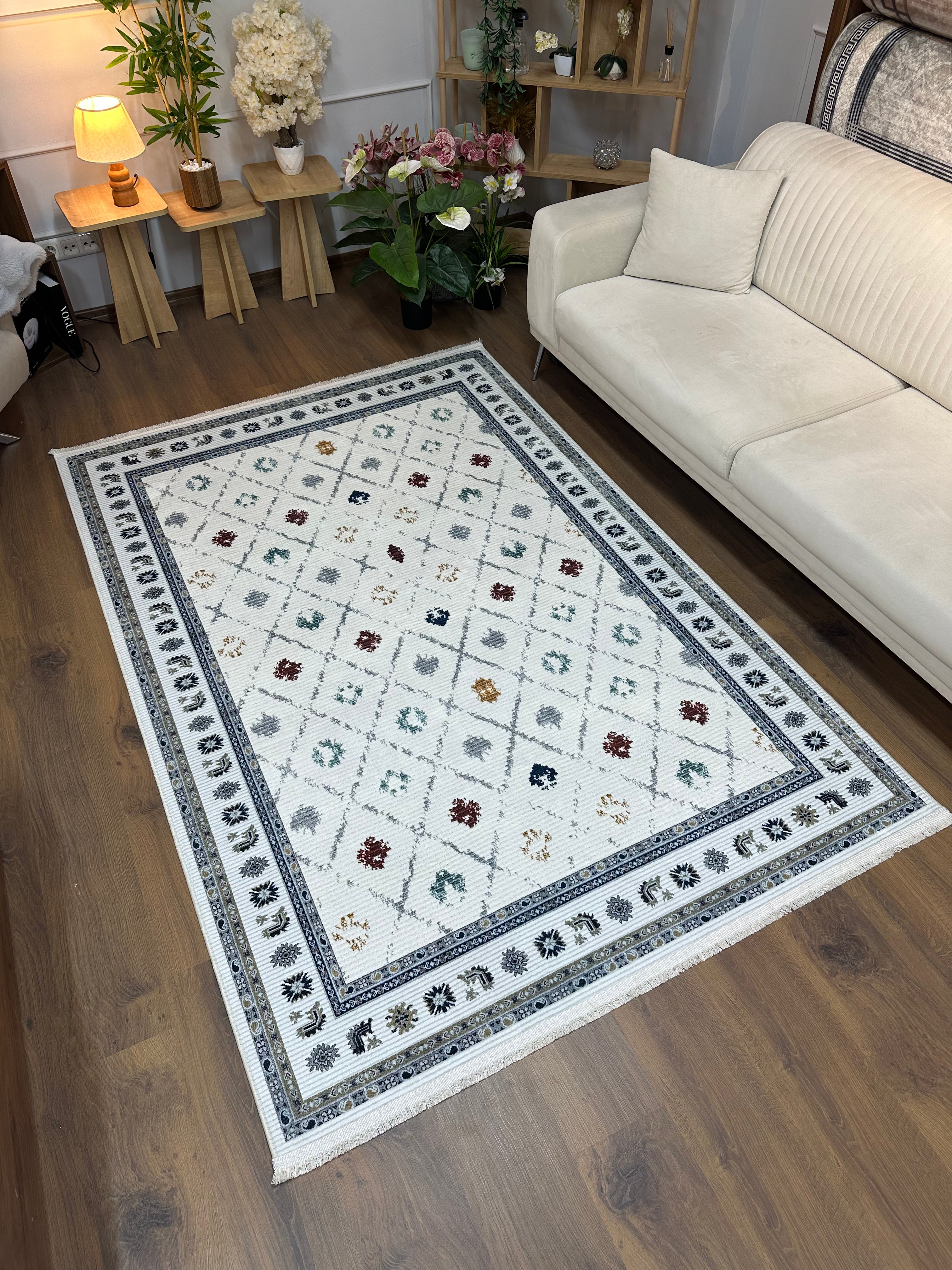 BARLOW - %100 Pamuk Dokuma Taban Makinede Yıkanabilir Kaymaz Halı