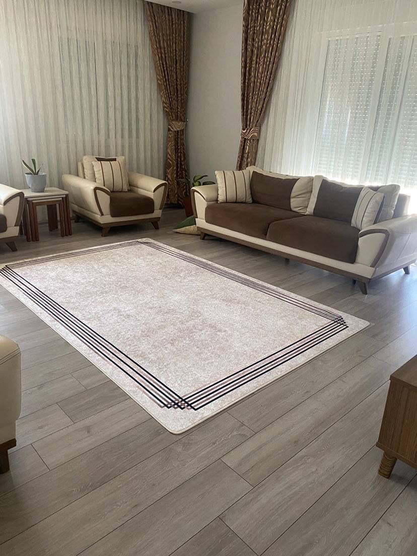 ALFA - %100 Pamuk Dokuma Taban Makinede Yıkanabilir Kaymaz Halı
