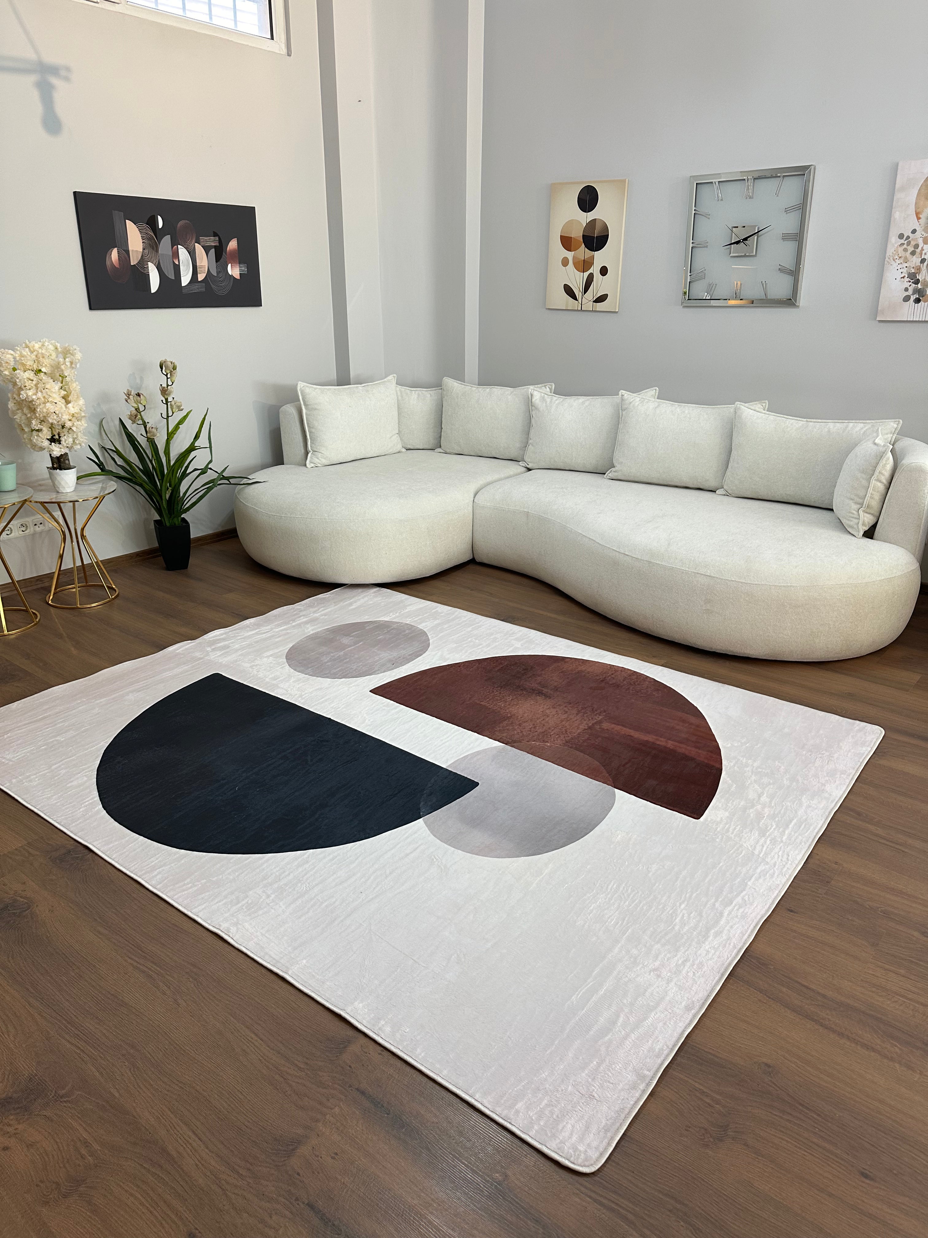 PİNTE - %100 Pamuk Dokuma Taban Makinede Yıkanabilir Kaymaz Halı