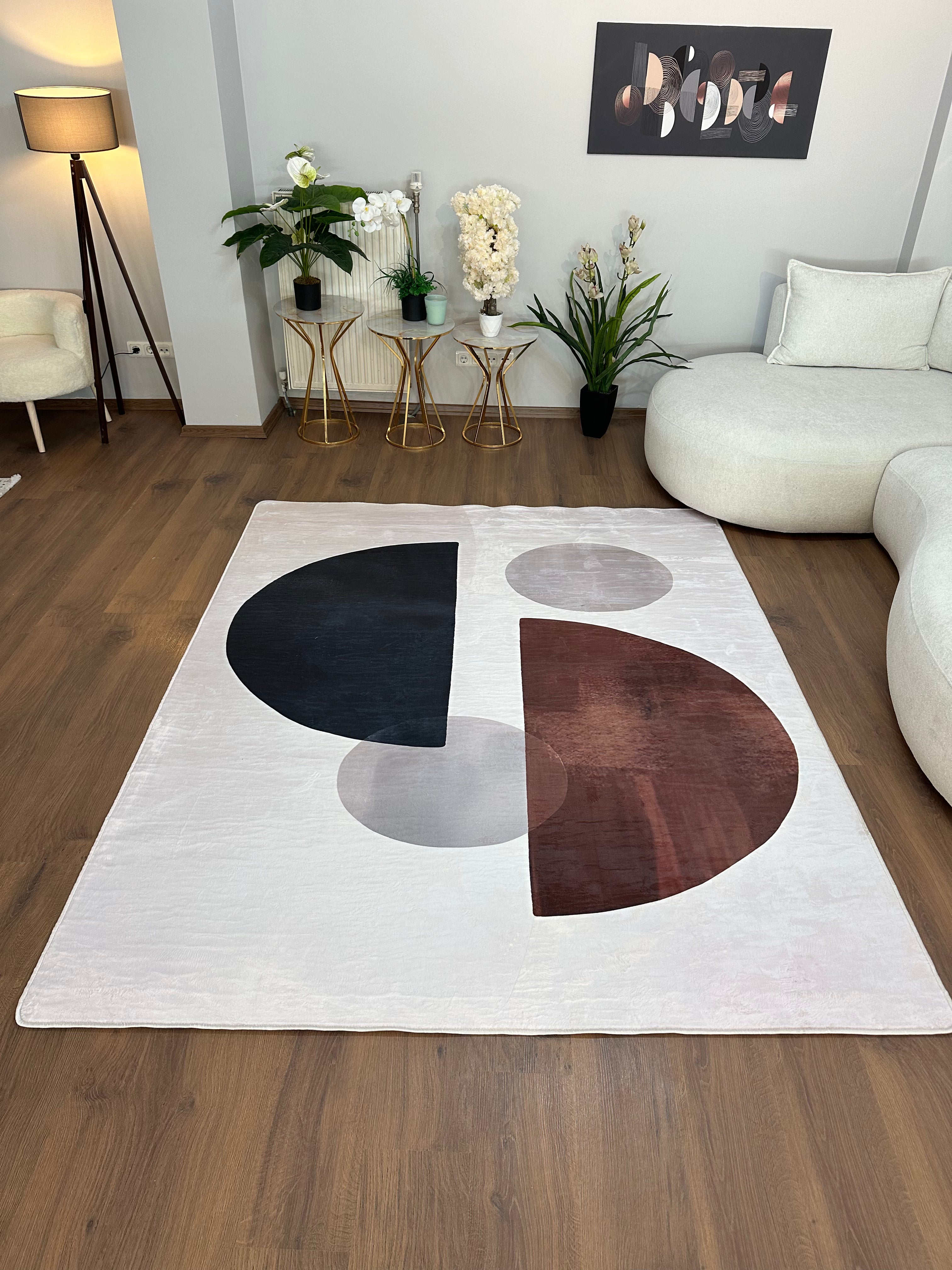 PİNTE - %100 Pamuk Dokuma Taban Makinede Yıkanabilir Kaymaz Halı