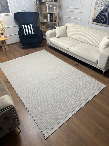 PALERMO C2-GRİ Sık Dokuma Modern Geometrik Desenli Salon Koridor Mutfak Halısı