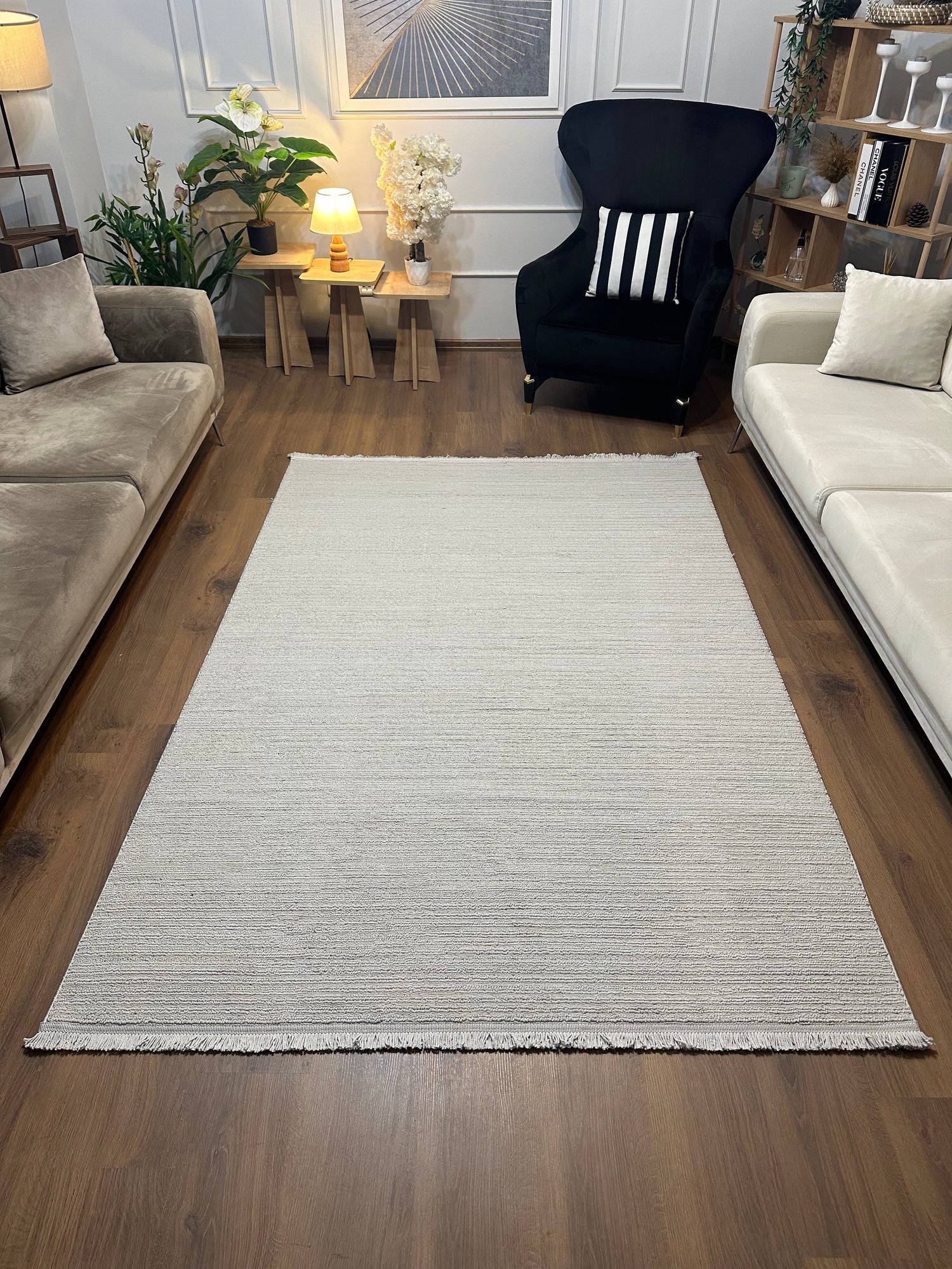 PALERMO C2-GRİ Sık Dokuma Modern Geometrik Desenli Salon Koridor Mutfak Halısı