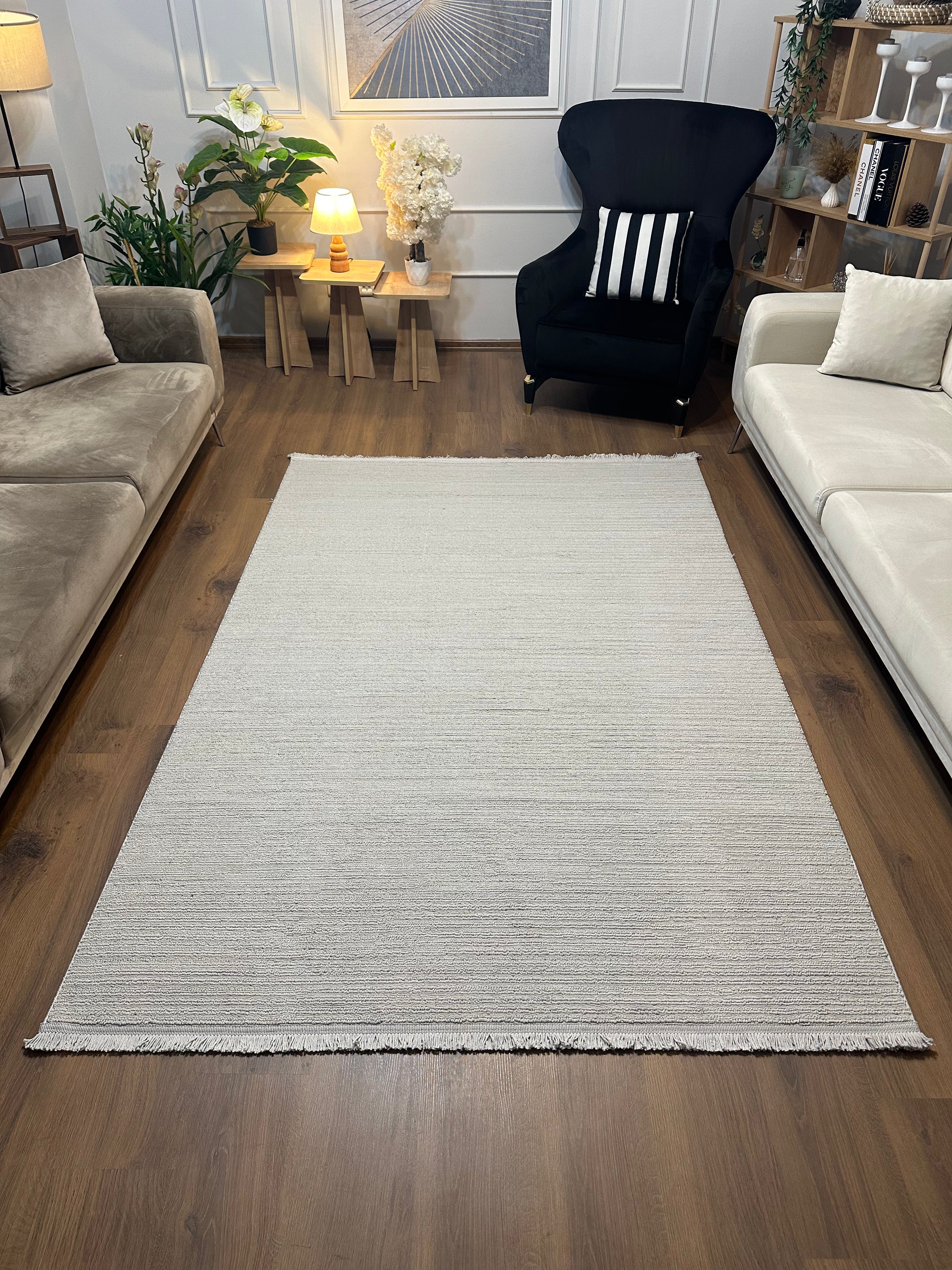 PALERMO C2-GRİ Sık Dokuma Modern Geometrik Desenli Salon Koridor Mutfak Halısı