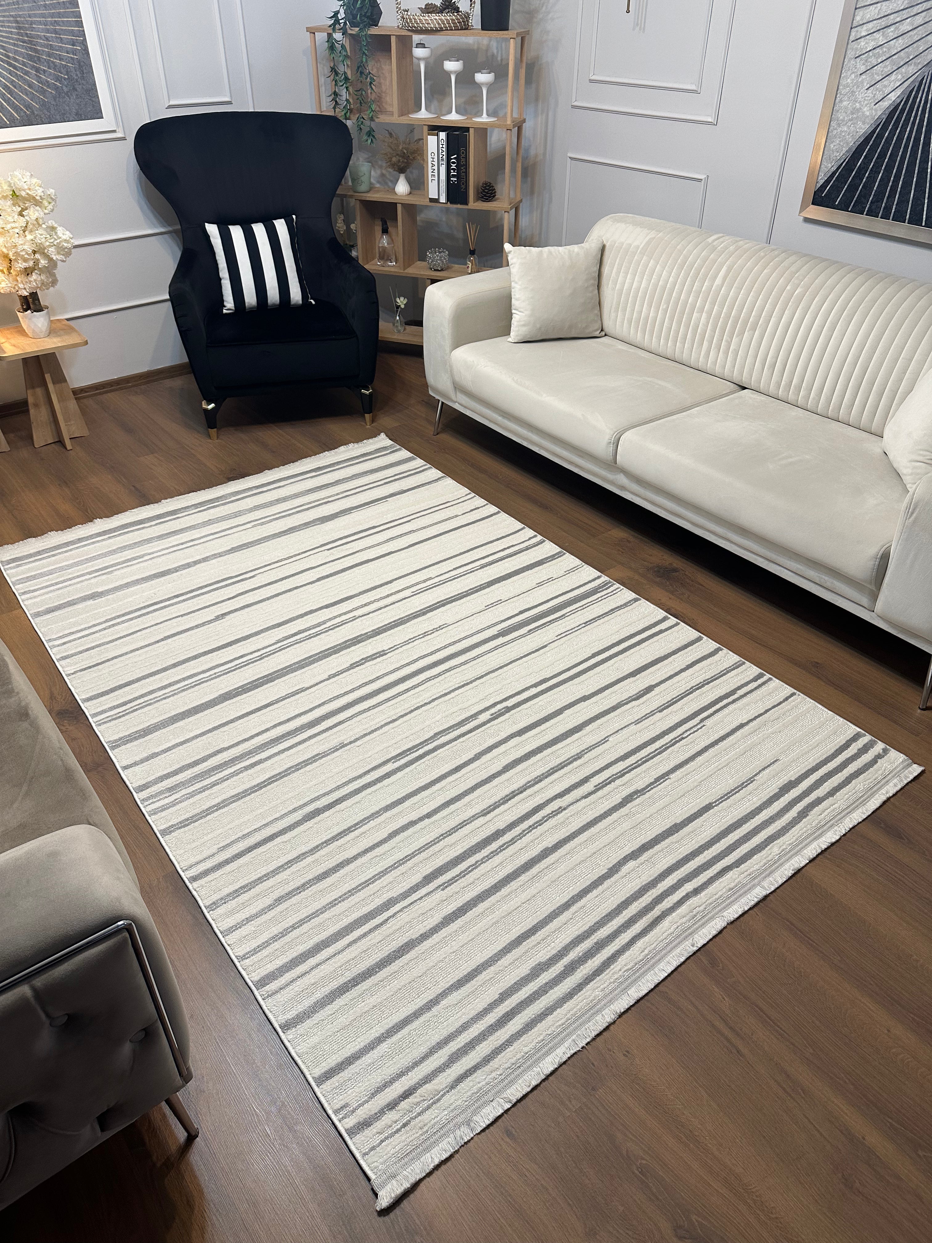 İCON A-5303 GRİ Modern Geometrik Desenli Salon Koridor Mutfak Halısı