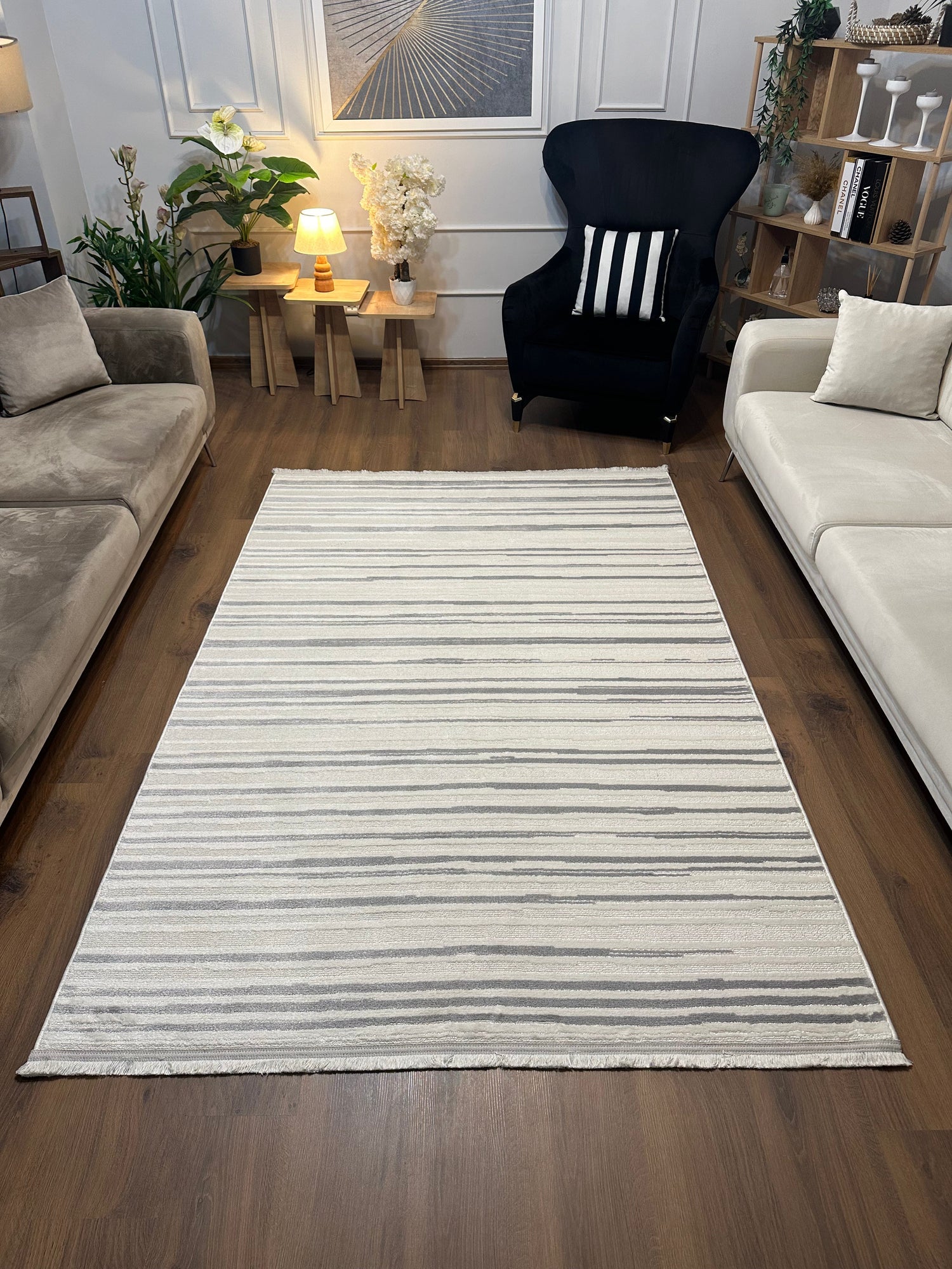 İCON A-5303 GRİ Modern Geometrik Desenli Salon Koridor Mutfak Halısı
