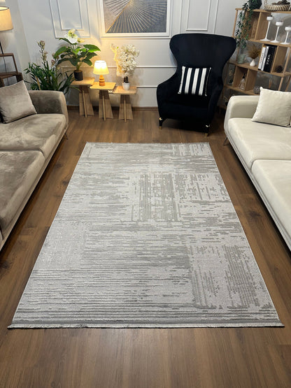 İCON A-5307 GRİ Modern Geometrik Desenli Salon Koridor Mutfak Halısı
