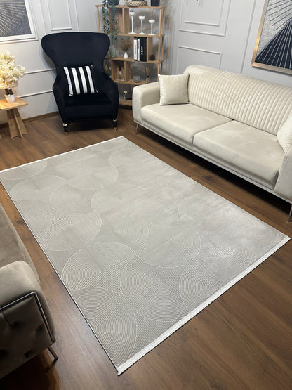 GENOA A-F1013 BEJ Yumuşak Sık Dokuma Modern Salon Koridor Halısı