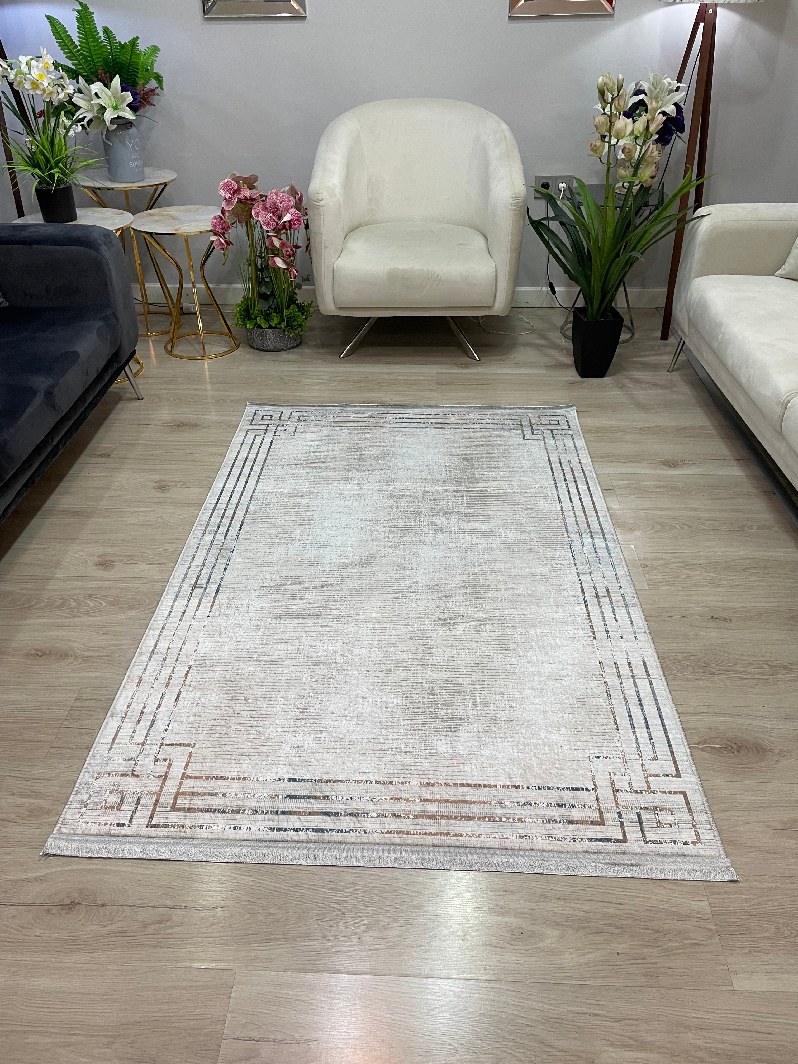 SORTİE - %100 Pamuk Dokuma Taban Makinede Yıkanabilir Kaymaz Halı