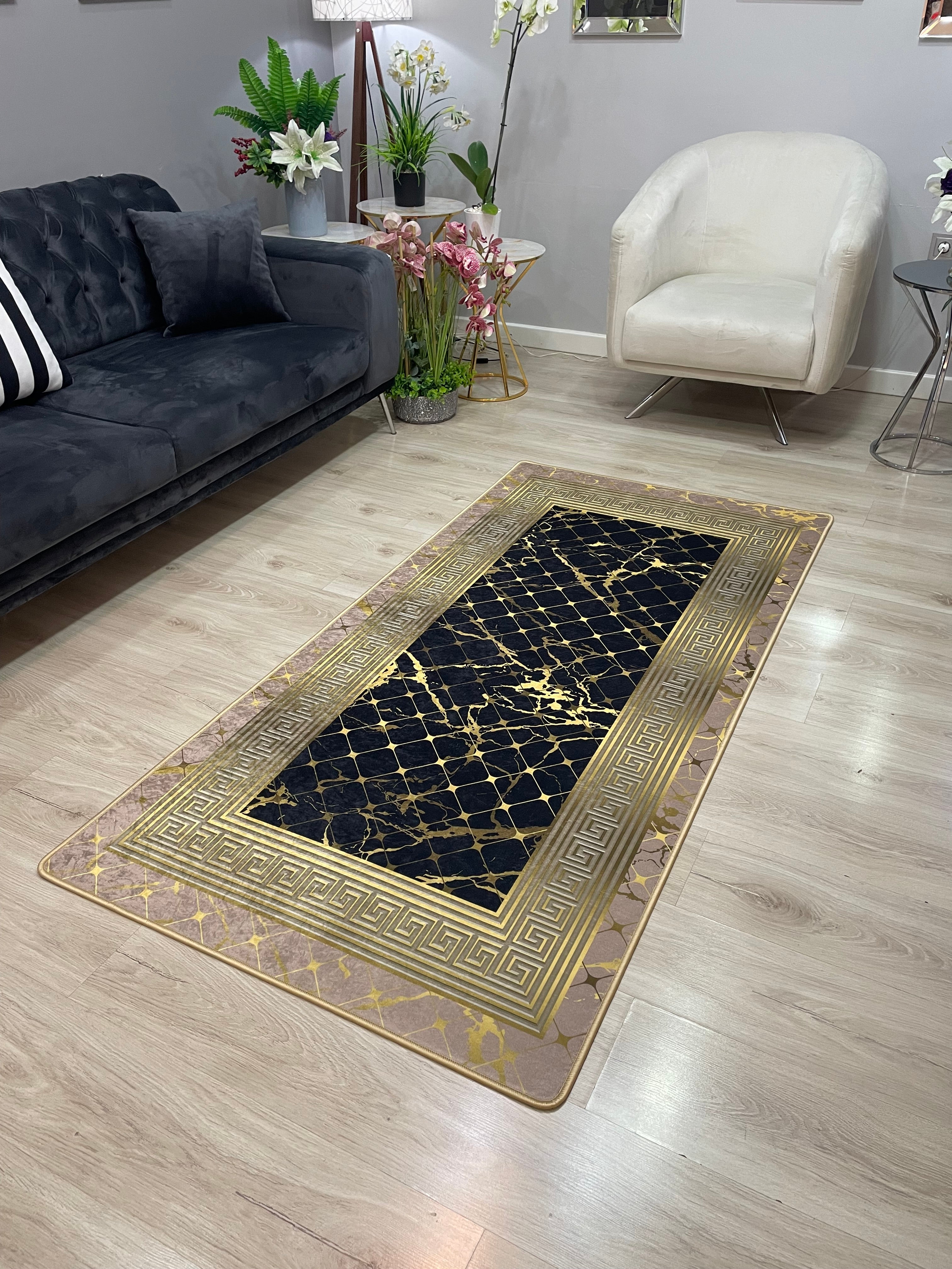 KANBERRA GOLD - %100 Pamuk Dokuma Taban Makinede Yıkanabilir Kaymaz Halı