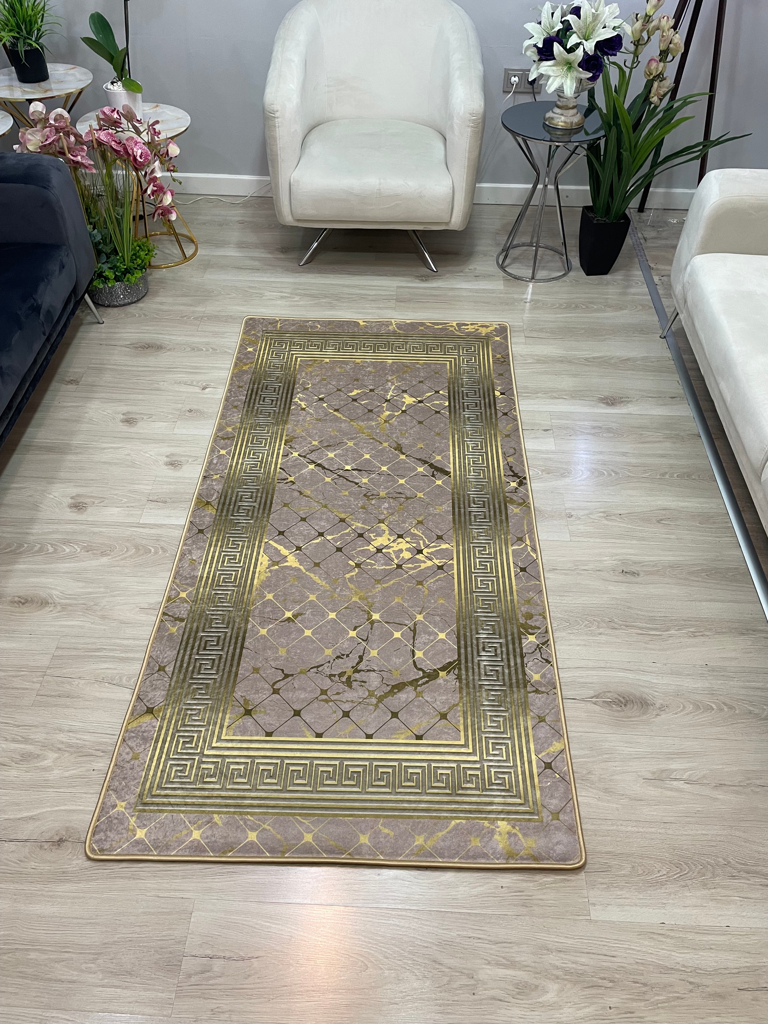 KANBERRA VİZON GOLD - %100 Pamuk Dokuma Taban Makinede Yıkanabilir Kaymaz Halı