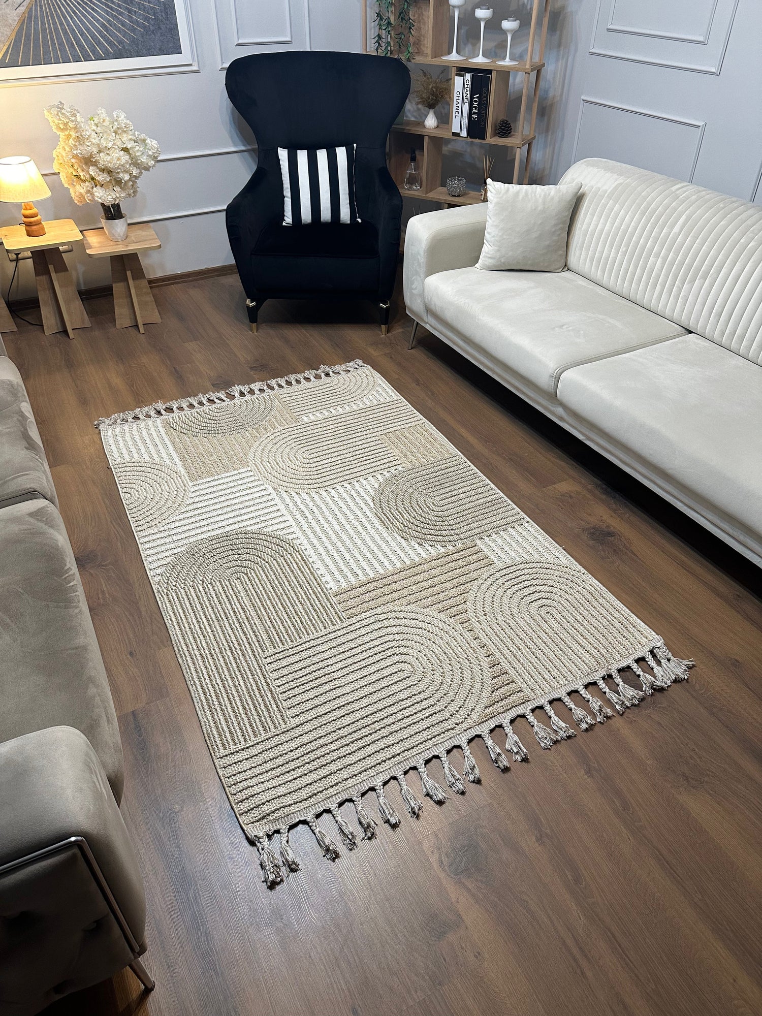 OSLO T-04 KAHVE Yumuşak Bukle (Loop) Dokuma Geometrik Desenli Salon Mutfak Koridor Halısı