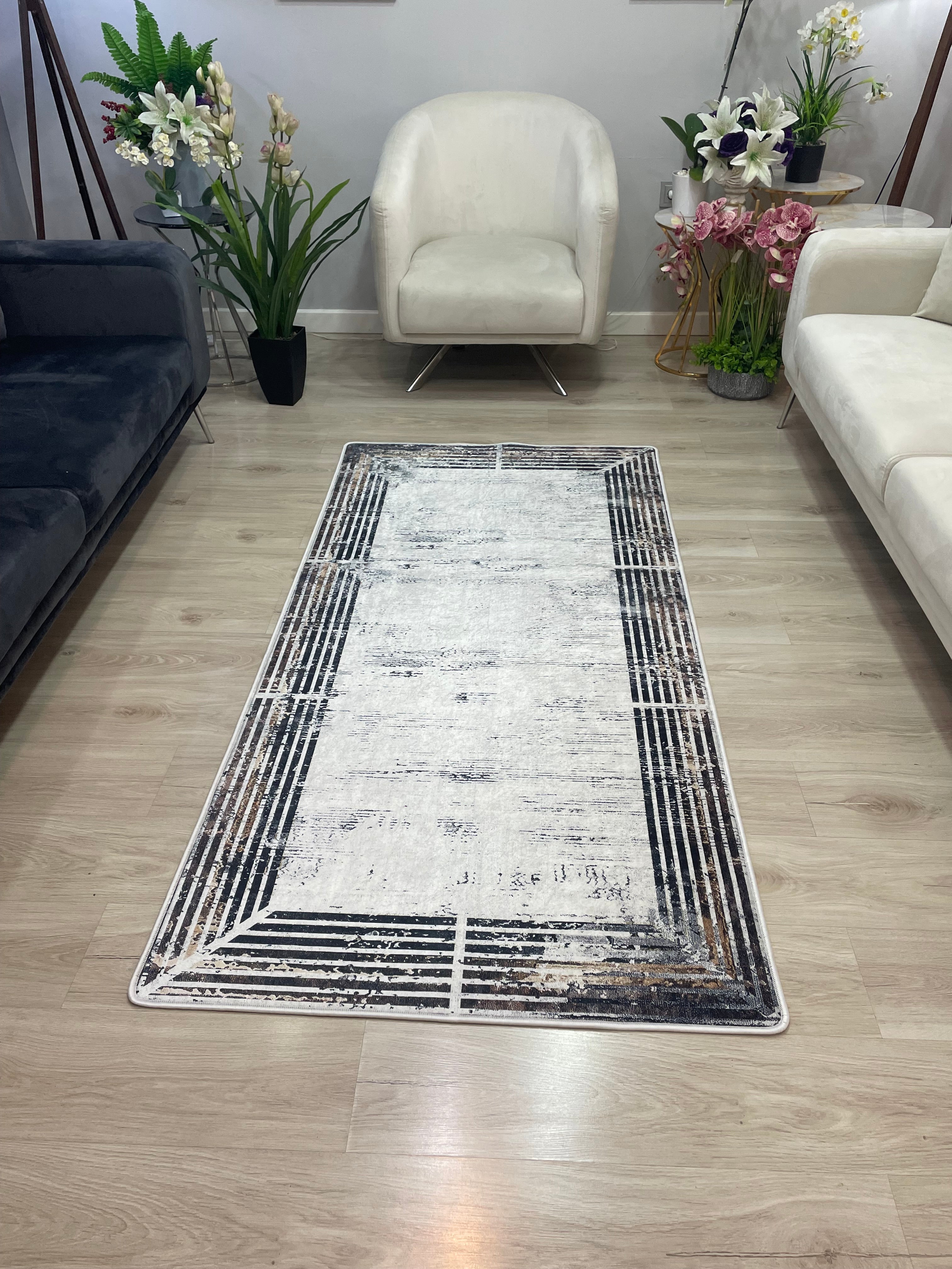 TARGE ANTİK - %100 Pamuk Dokuma Taban Makinede Yıkanabilir Kaymaz Halı