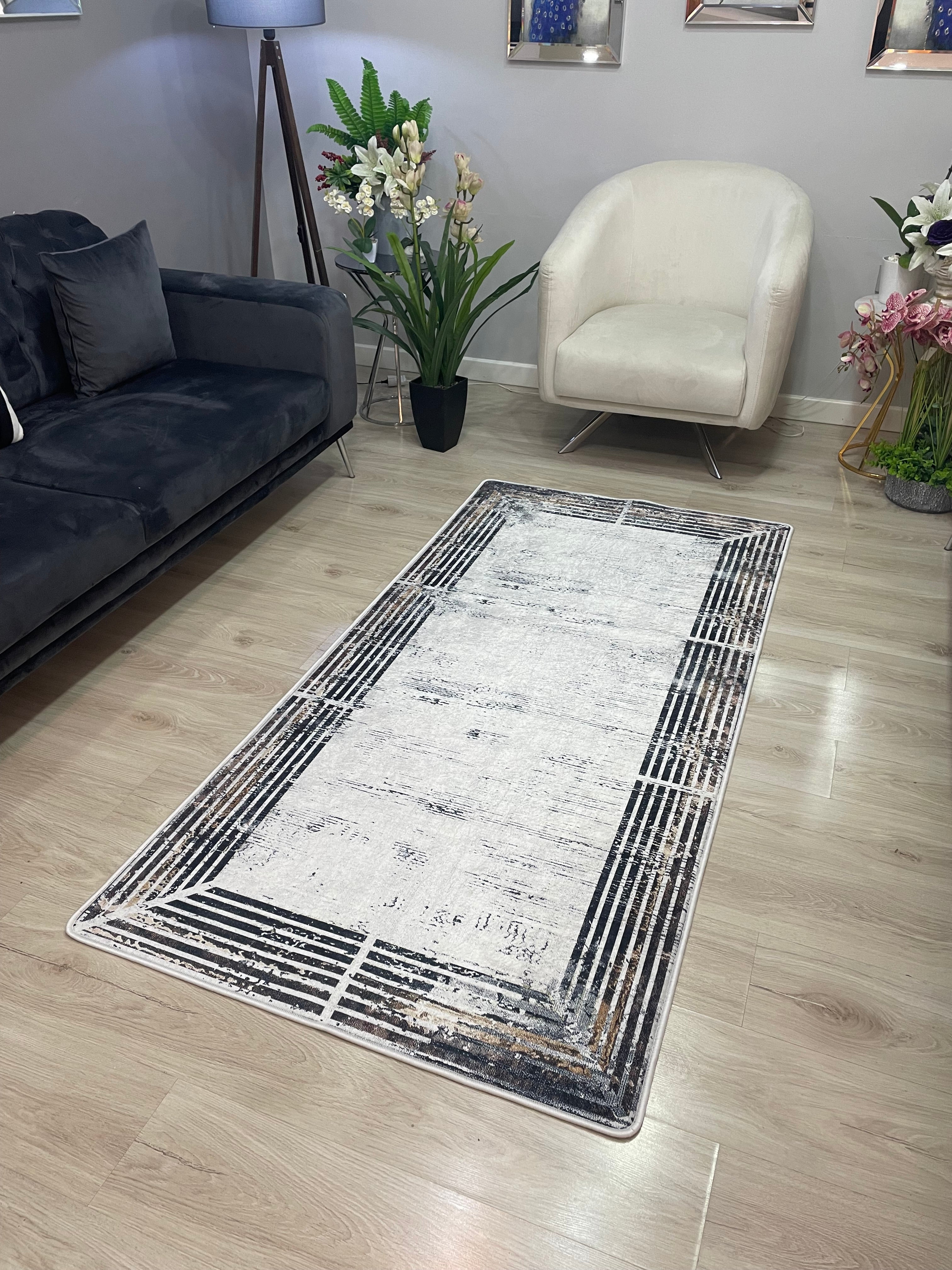TARGE ANTİK - %100 Pamuk Dokuma Taban Makinede Yıkanabilir Kaymaz Halı